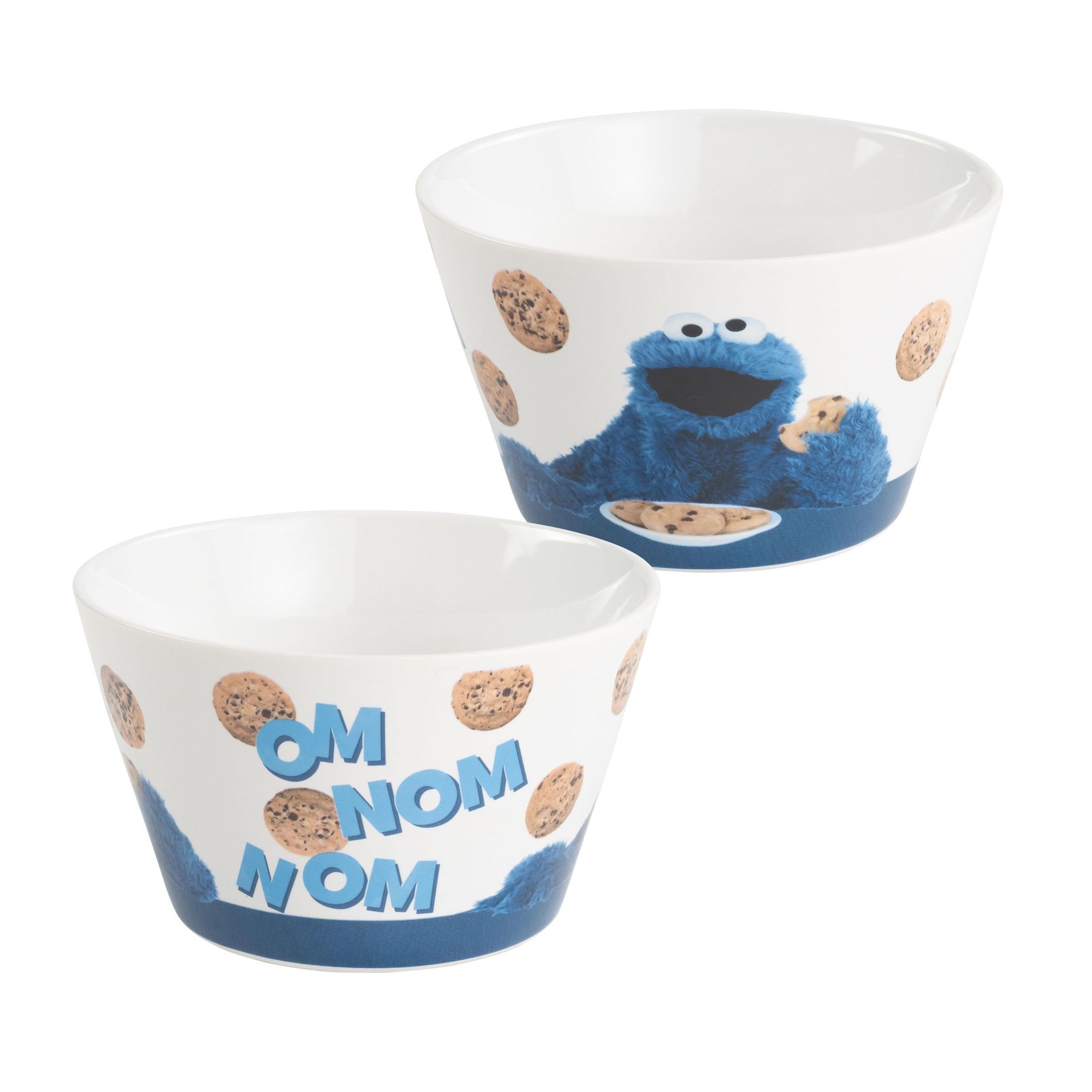 Sesame Street Bowl - Cookie Monster Nom Cereal Bowl, Porcelain, 500 Ml, White