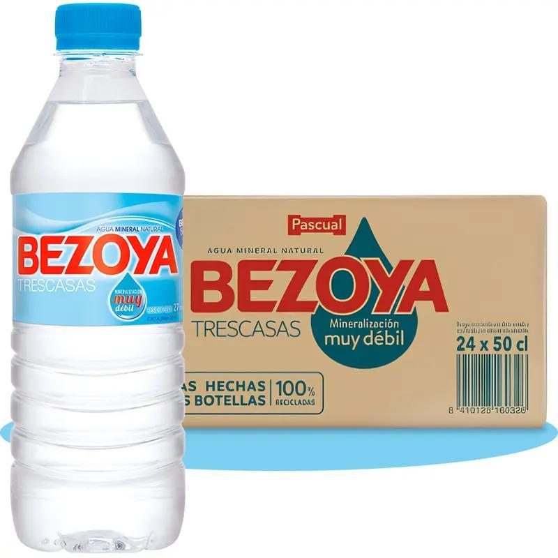 TEMU BEZOYA 24 Botellas 50cl (0,5L) de Agua Mineral Natural de Mineralización Muy Débil, para Sala de Reuniones, Oficina y Despensa