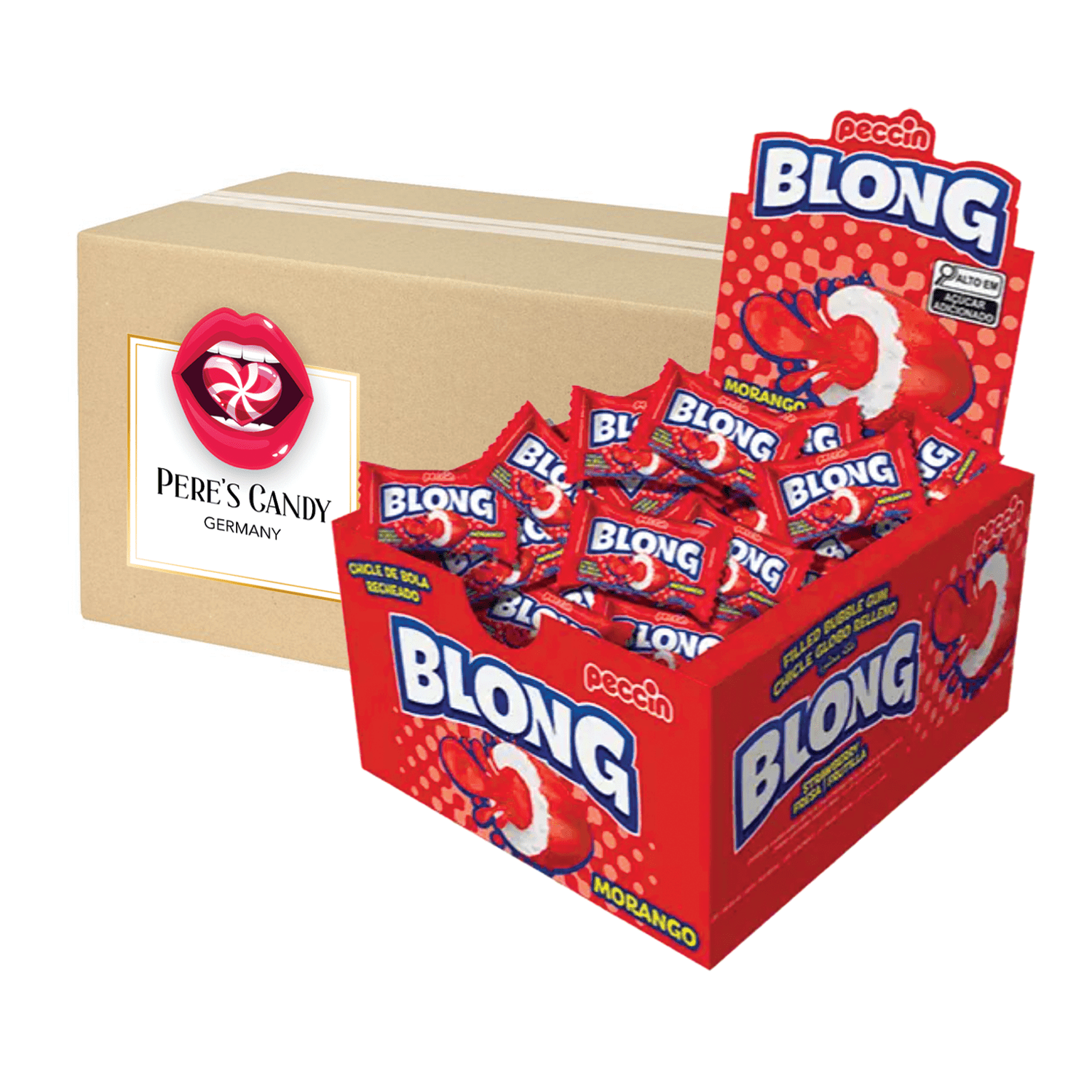 Image of Blong Strawberry Chewing Gum 1 Pack (40 X 5g) – Filled Chewing Gum With Strawberry Flavor, 200g