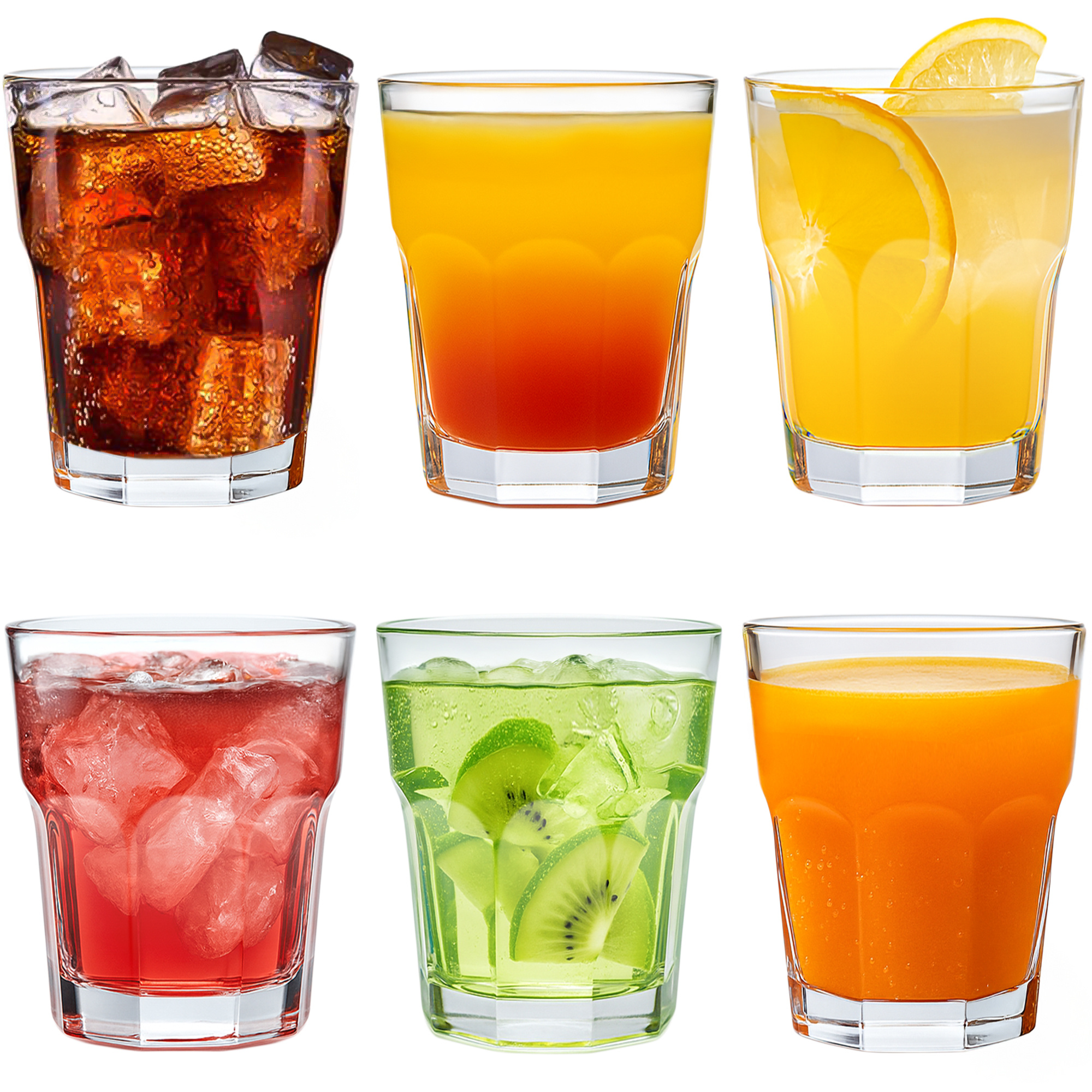 E-shop Gläser Set 6/12 teilig - 240 ml, stapelbar und Pb-, Trinkgläser aus kristallklarem, hochwertigem Glas, ideal für Drinks, Säfte,