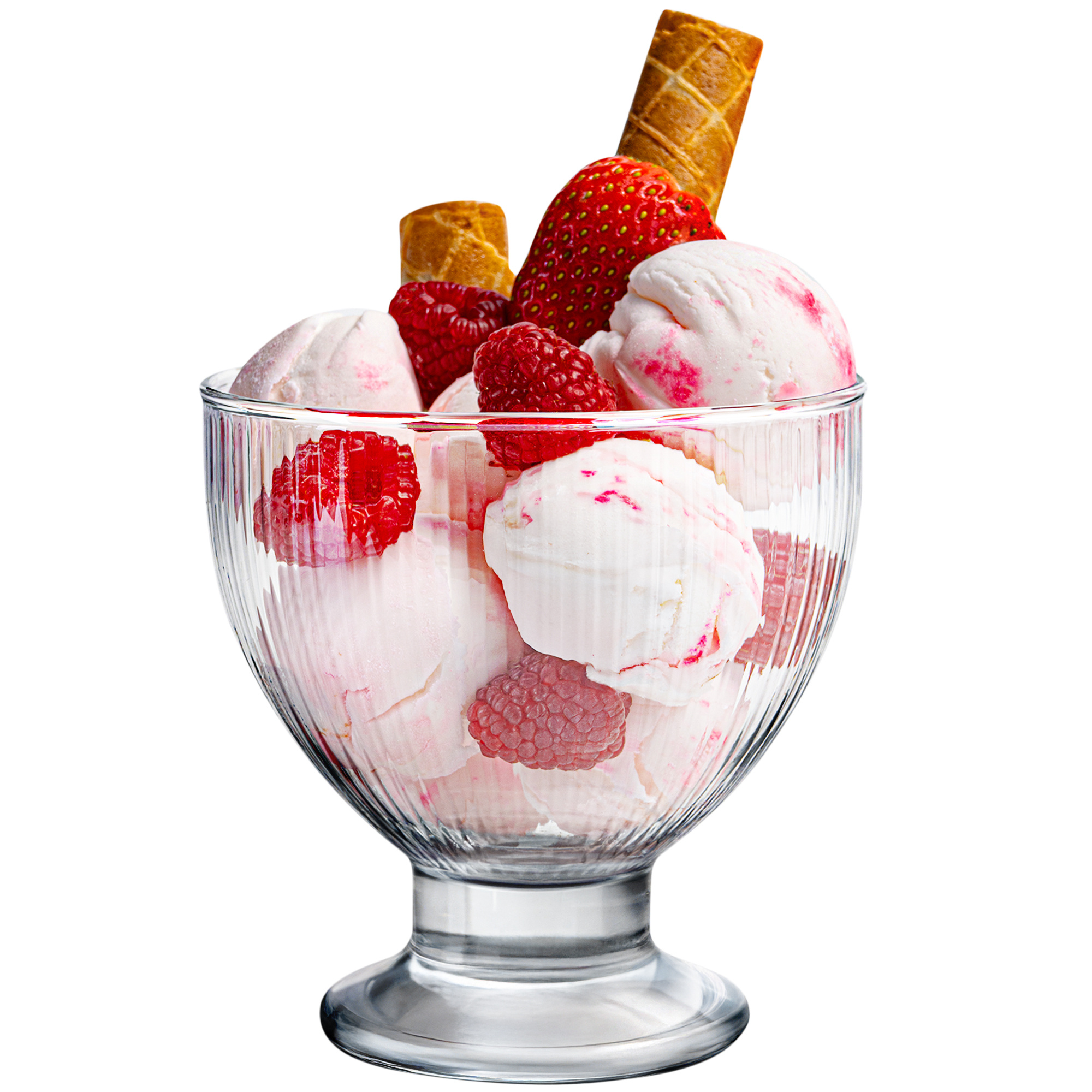 E-shop Eisbecher Set aus Glas – Erhältlich als 4er oder 8er Set – Elegante Dessertschalen mit Fuß (405 ml) im geriffelten Design – Ideal für Eis,