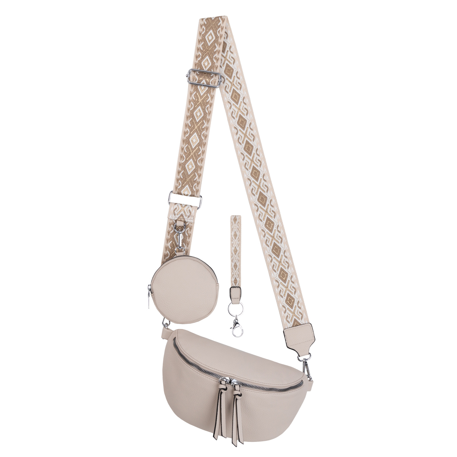 Fanny Pack Shoulder Bag Crossbody Bag Hip Bag Faux Leather Italy-design Beige