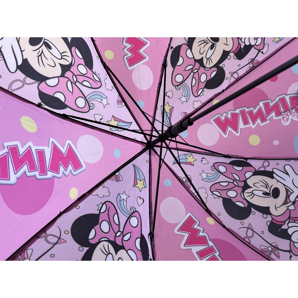 Minnie Mouse Umbrella for Girls with Automatic Opening, 8-Rib Structure, and Mickey Mouse Design