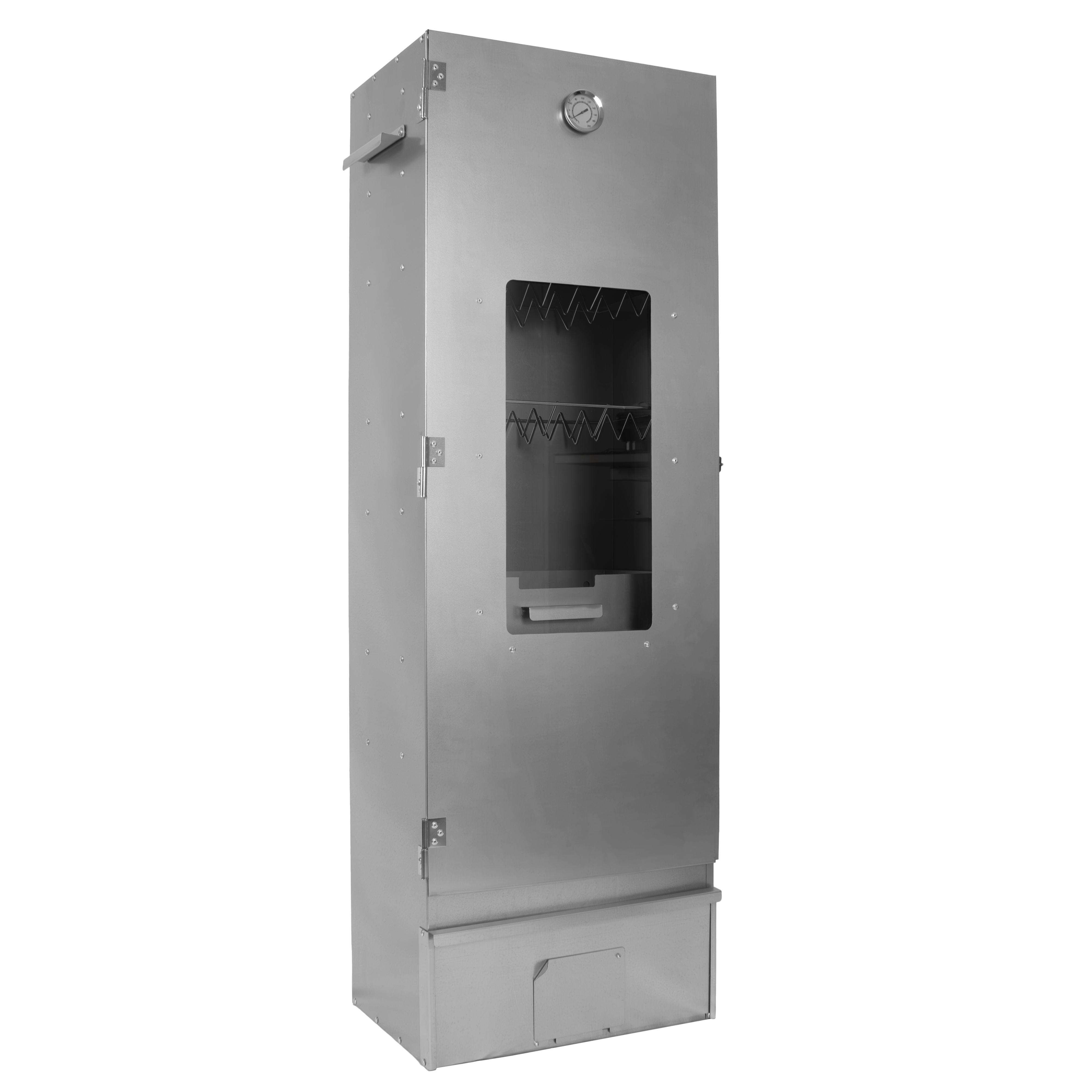 E-shop XXL Räucherofen mit 6 Etagen, Sichtfenster und Thermometer, Stahl, 12x Haken, Räucherschrank zum Heißräuchern und Kalträuchern, Smoker für Fisch