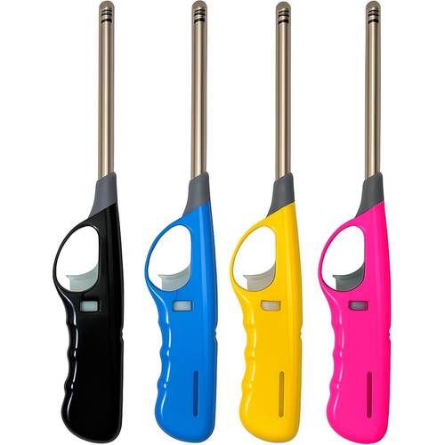 4pcs bbq lighters large refillable bbq lighters household refillable gas utility lighters refillable for cookers bbq candles gas fire fireworks camping