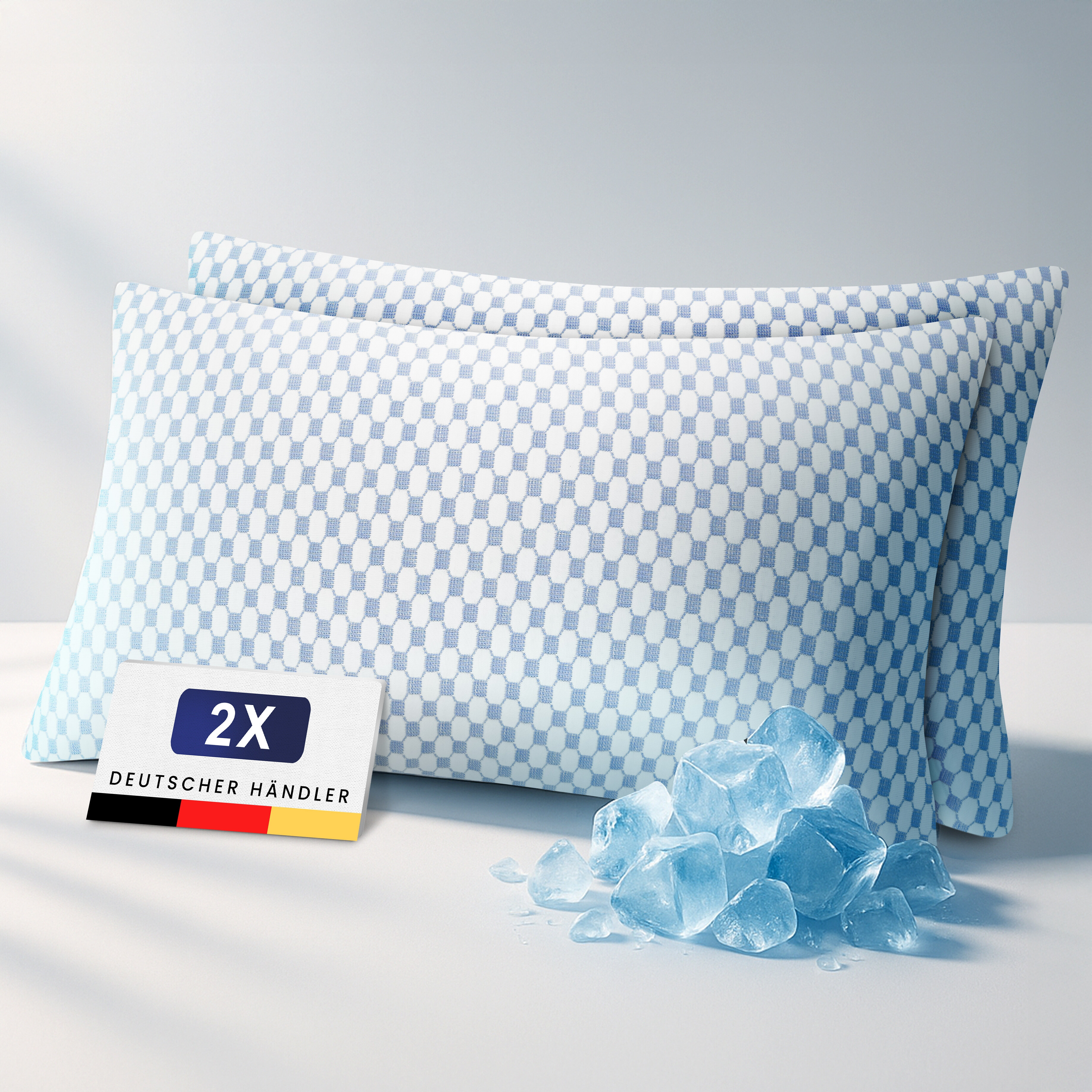 E-shop Kühlendes Memory-Schaum-Kissen mit abnehmbarem Cool-Bezug, Größe 40 x 80 cm – ergonomisches Kopfkissen aus hochwertigem, anpassungsfähigem