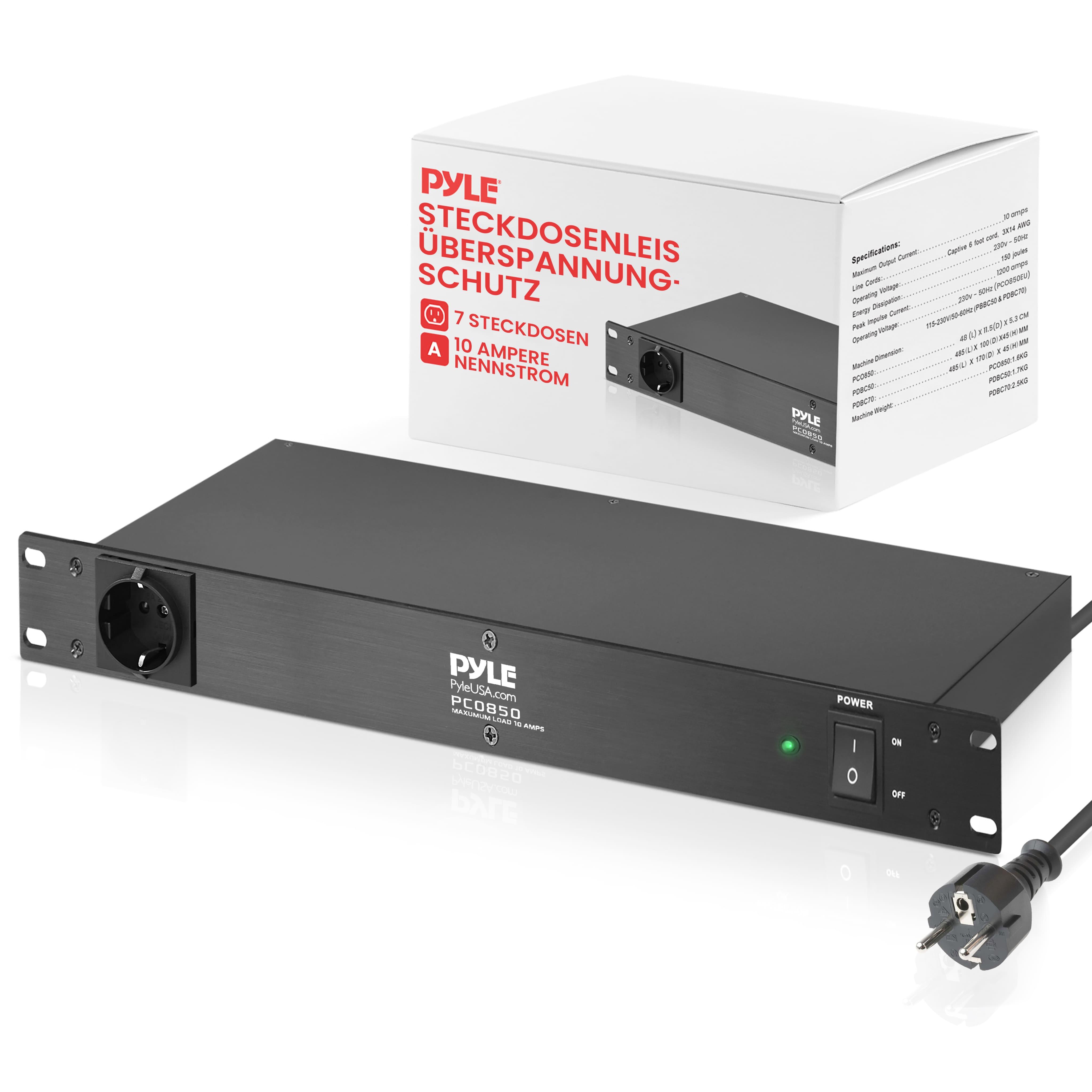 Multi-socket With Overvoltage Protection, Socket Strip With 2m Extension Cable - Distributor Socket With Overvoltage Protection Featuring 7 Sockets & 2 Usb Ports, Multi-socket Black