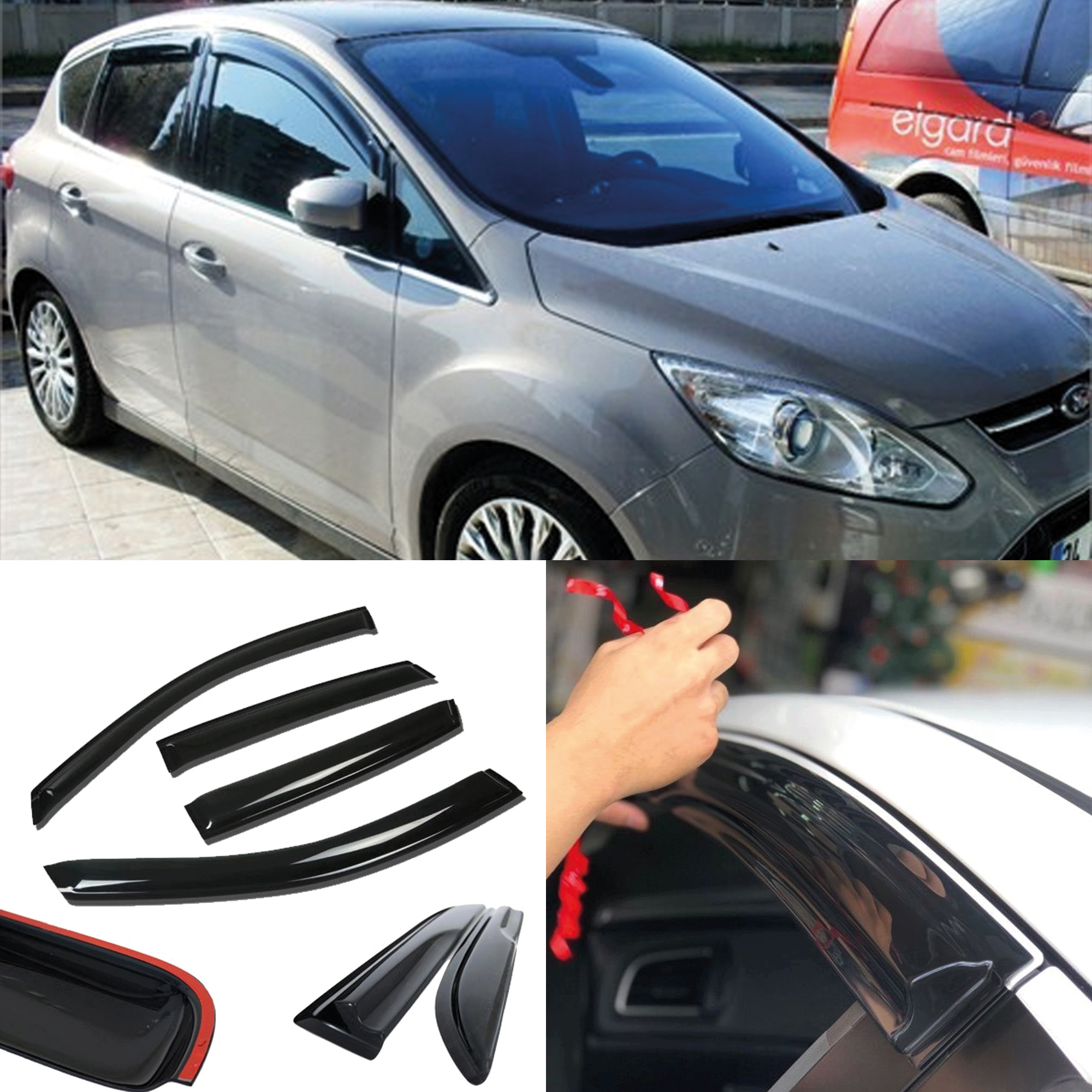 Image of Window Visor For Ford 2003-2012 / 2013-2018 4pcs Cars Accessories Rain Guard Vent Wind Deflector Weathershield Moulding Trim Thickened Sun And Rain