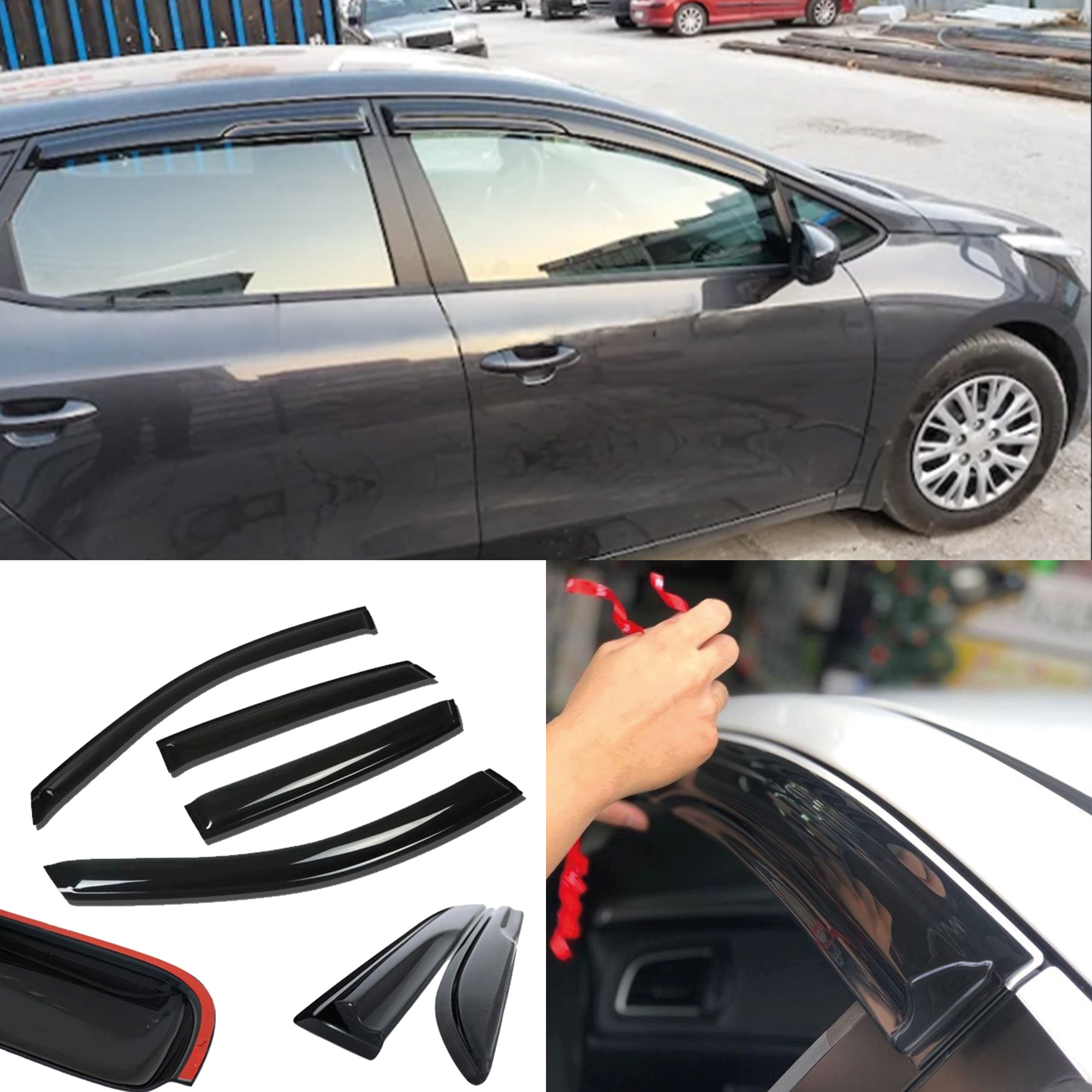 Image of Window Visor For Stationwagon Sw 2013-2017 4pcs Cars Accessories Rain Guard Vent Wind Deflector Weathershield Moulding Trim Thickened Sun And Rain