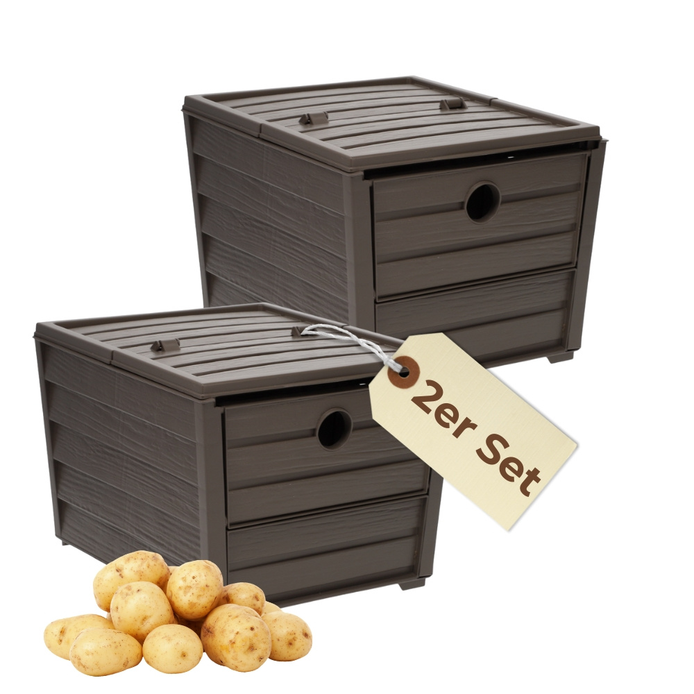 E-shop 2er Set Gemüsebox Kartoffel Aufbewahrungsbox Obst Gemüse Zwiebel Aufbewahrung Box Korb Behälter Obstkiste Vorratsbox