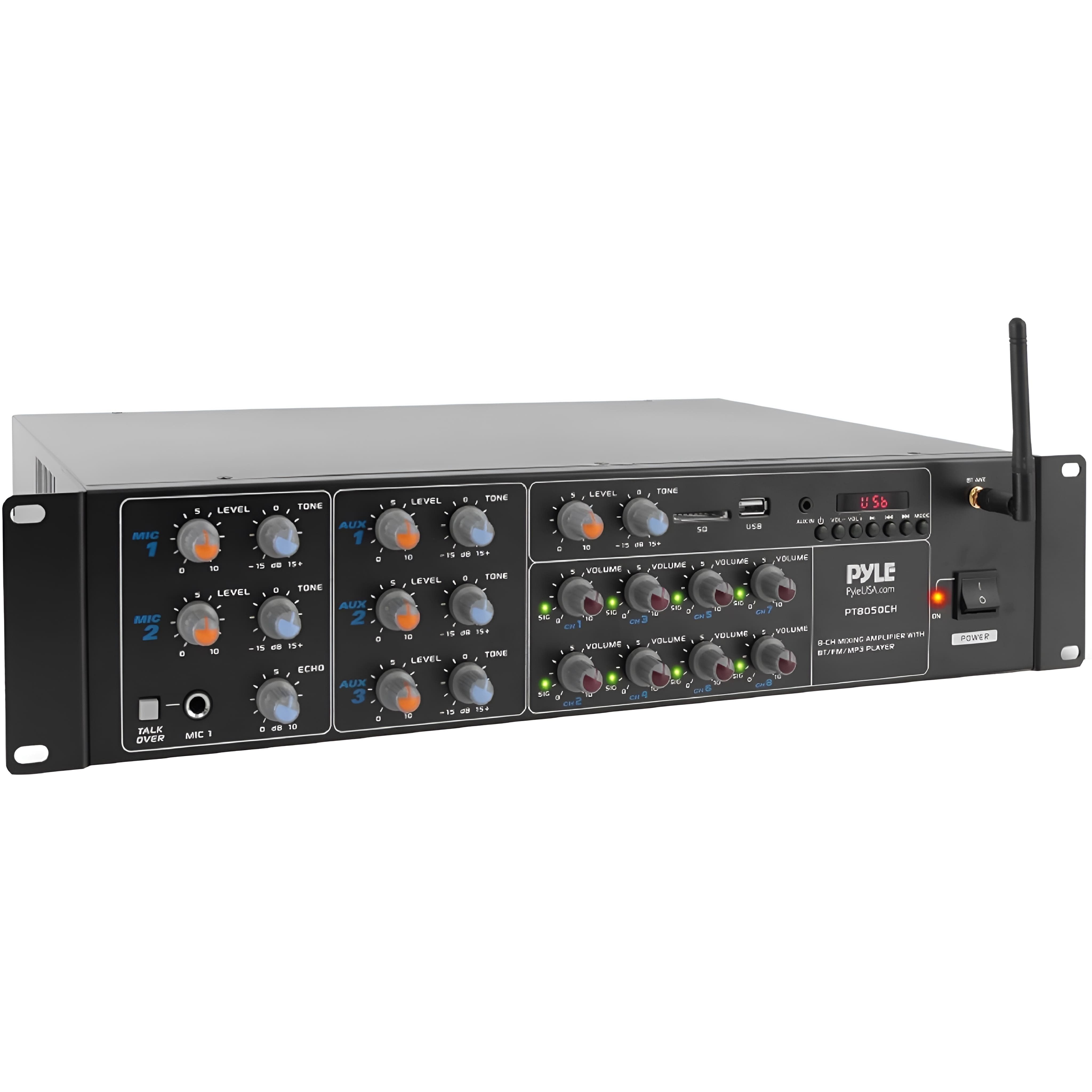 8-channel Bluetooth Amplifier, 400w Mini Stereo Amplifier With Sound Mixer, Rca, Usb, Aux For Speakers, Pa, Theater, Studio/stage