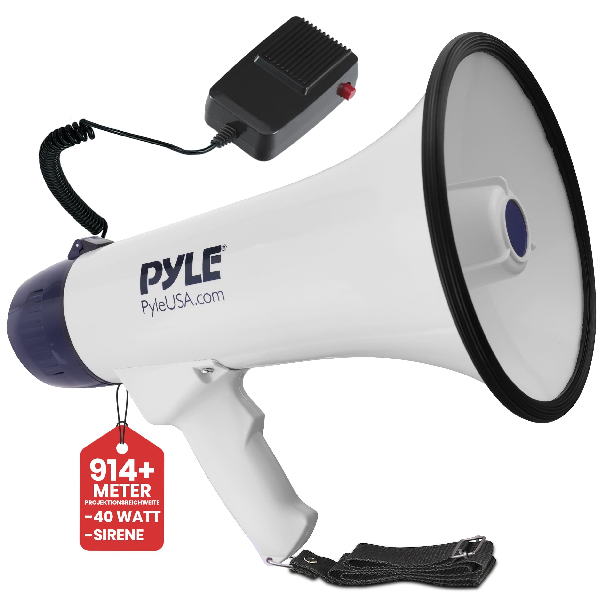 TEMU Mégaphone Haut-parleur PA Compact et Portable – Mégaphone à Main 40W avec Lampe LED, Sirène d'Alarme, Volume Réglable, Microphone Amovible,
