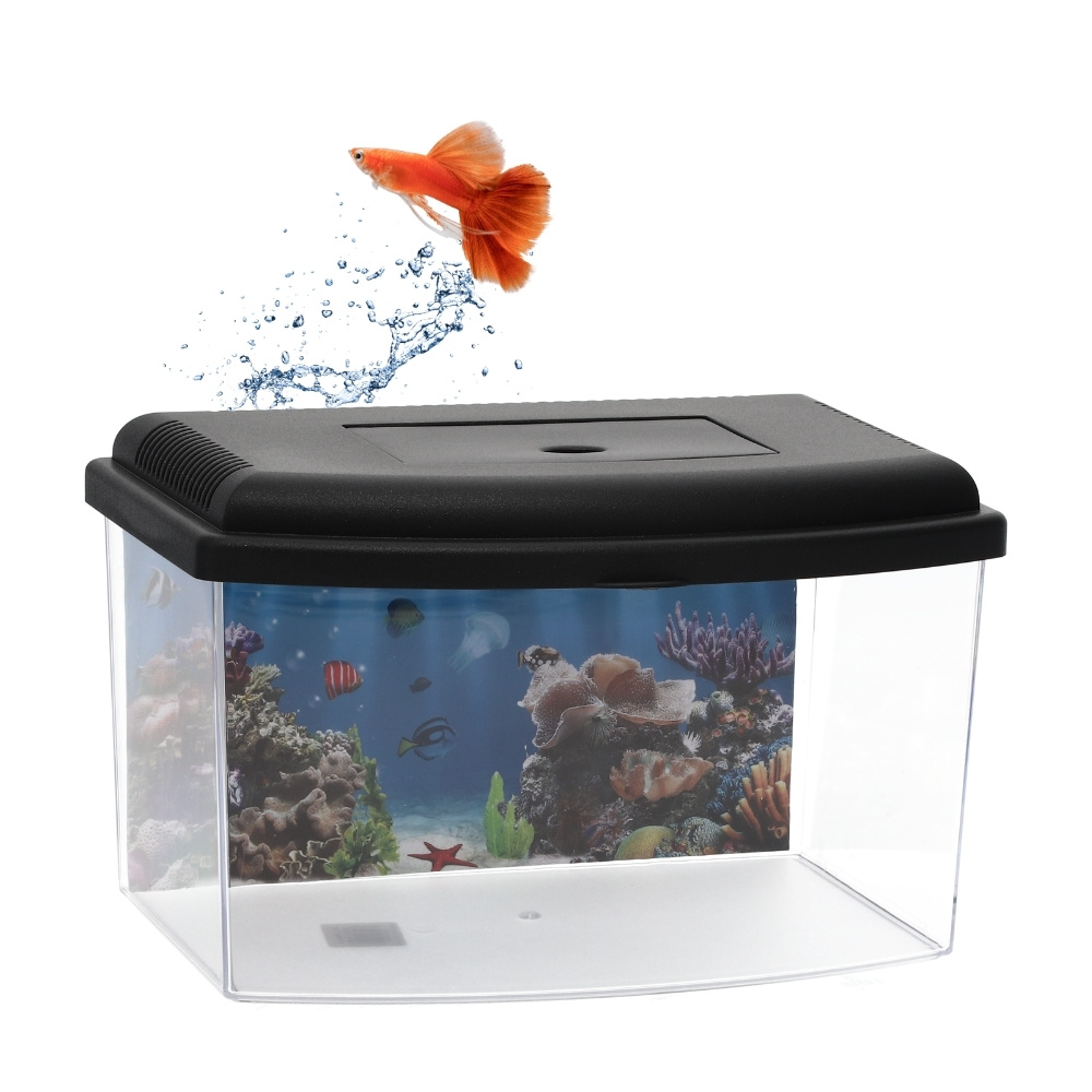 E-shop GarPet Mini Aquarium Terrarium Faunarium Zucht Becken klein Fisch Garnelen Acrylglas Kunststoff Plastik mit Deckel Rückwandfolie
