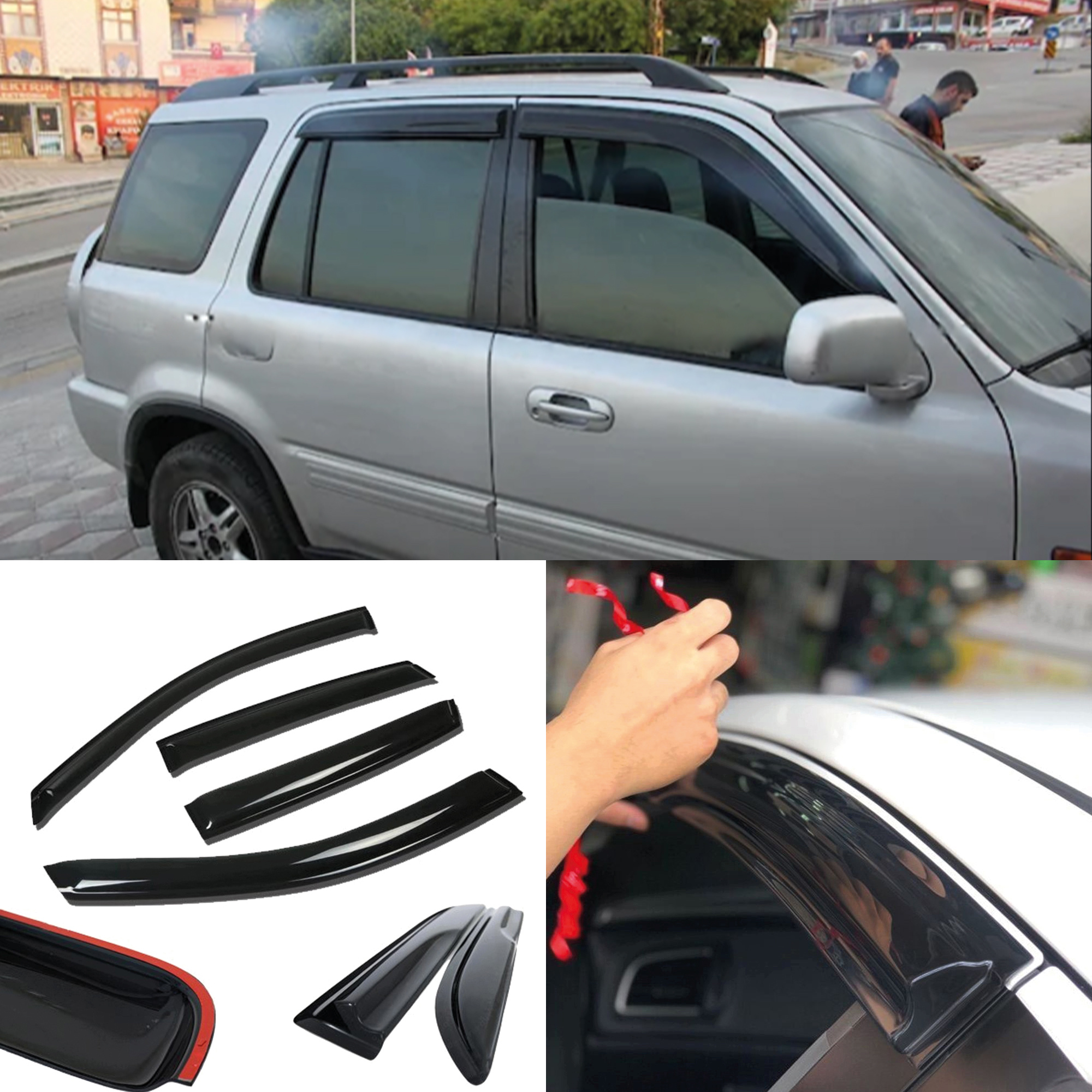 Image of Window Visor For Crv 1997-2001 4pcs Cars Accessories Rain Guard Vent Wind Deflector Weathershield Moulding Trim Thickened Sun And Rain