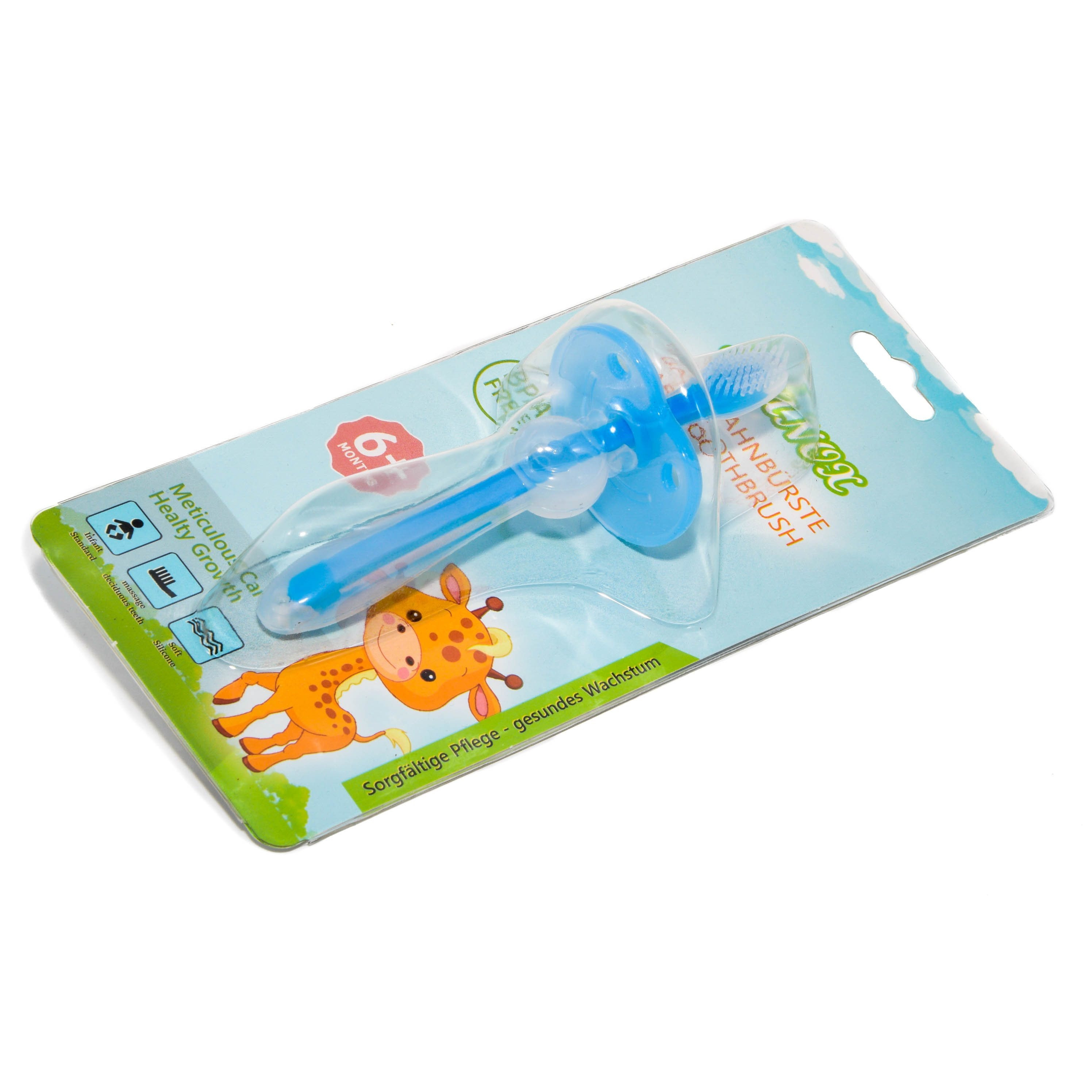 Image of First Toothbrush For Baby And Toddler Made Of Silicone With Protective Ring For Cleaning And Gum Massage