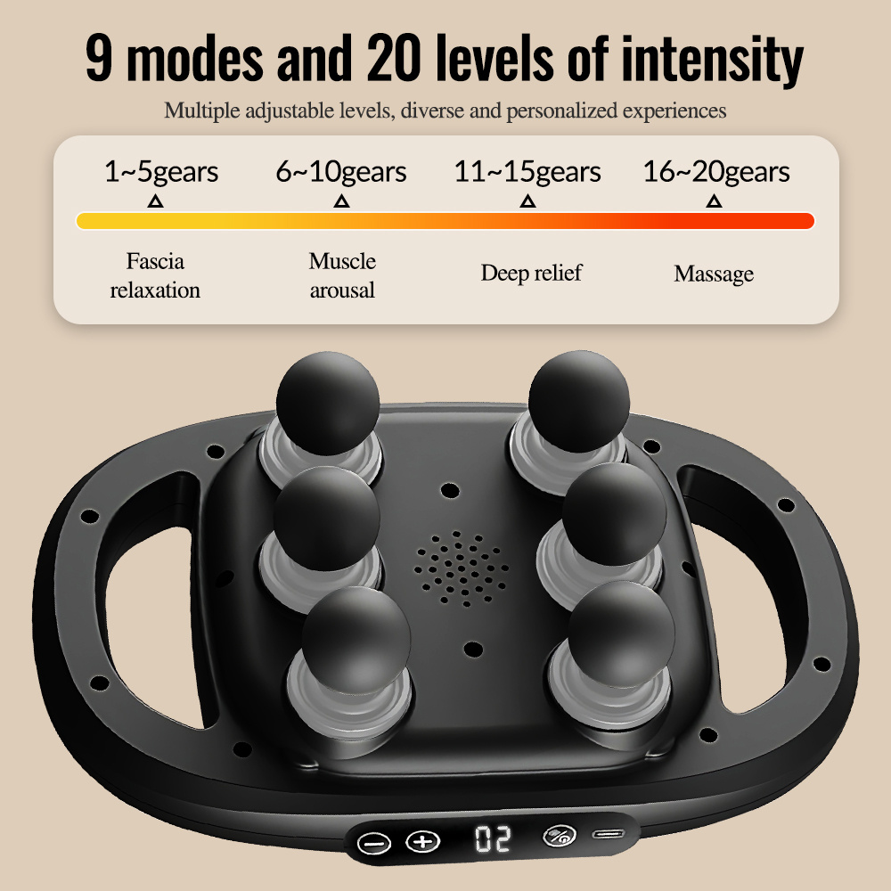 professional   fascia massage gun with   six rod technology 9   9   levels full body deep high frequency vibration muscle relaxation led display powerful   motor for home office gym use christmas and halloween gifts details 4