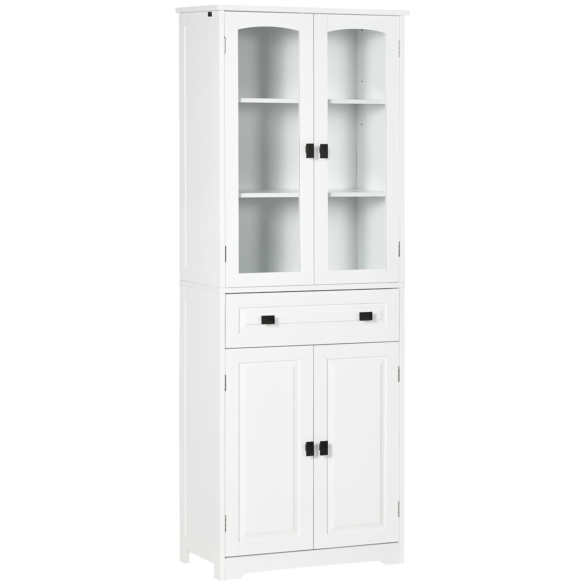 TEMU HOMCOM Alacena de Cocina Aparador de Comedor Mueble Auxiliar con 4 Puertas 1 Cajón y 2 Estantes Ajustables para Salón 60x30x160 cm