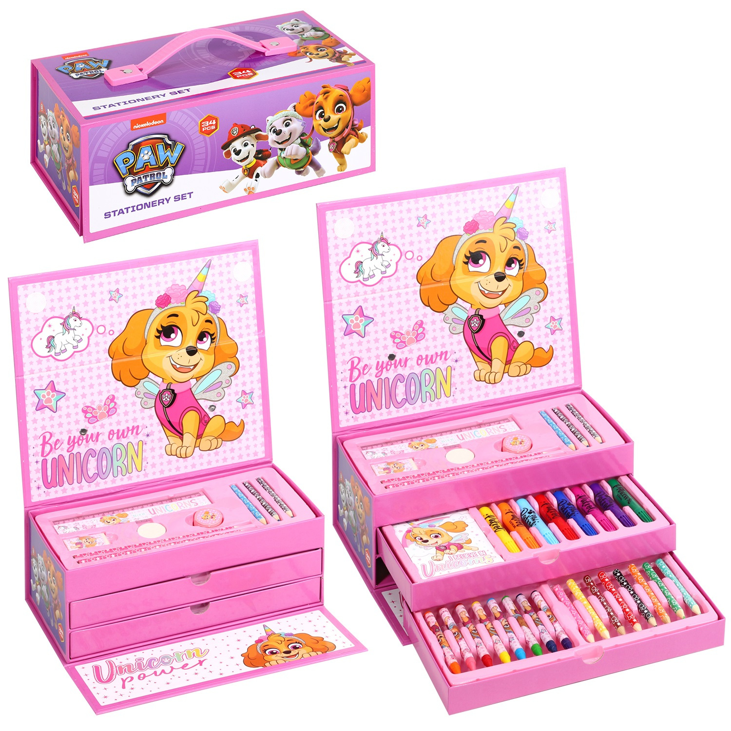 TEMU Girls Kids 34pcs Colouring Art Stationery Set With Watercolour Felt Tip Pens Crayons And Pencils Travel Set For Children