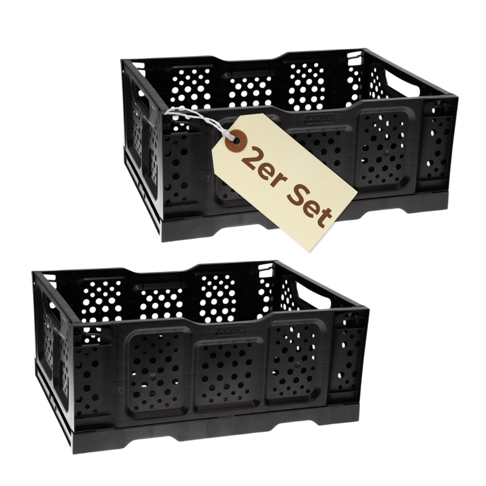 E-shop 2er Set Klappbox Klappkiste Einkaufskorb faltbar Einkaufkiste Kiste Stapelbox Transport Kofferraum Kiste 40 x 30 x17 cm