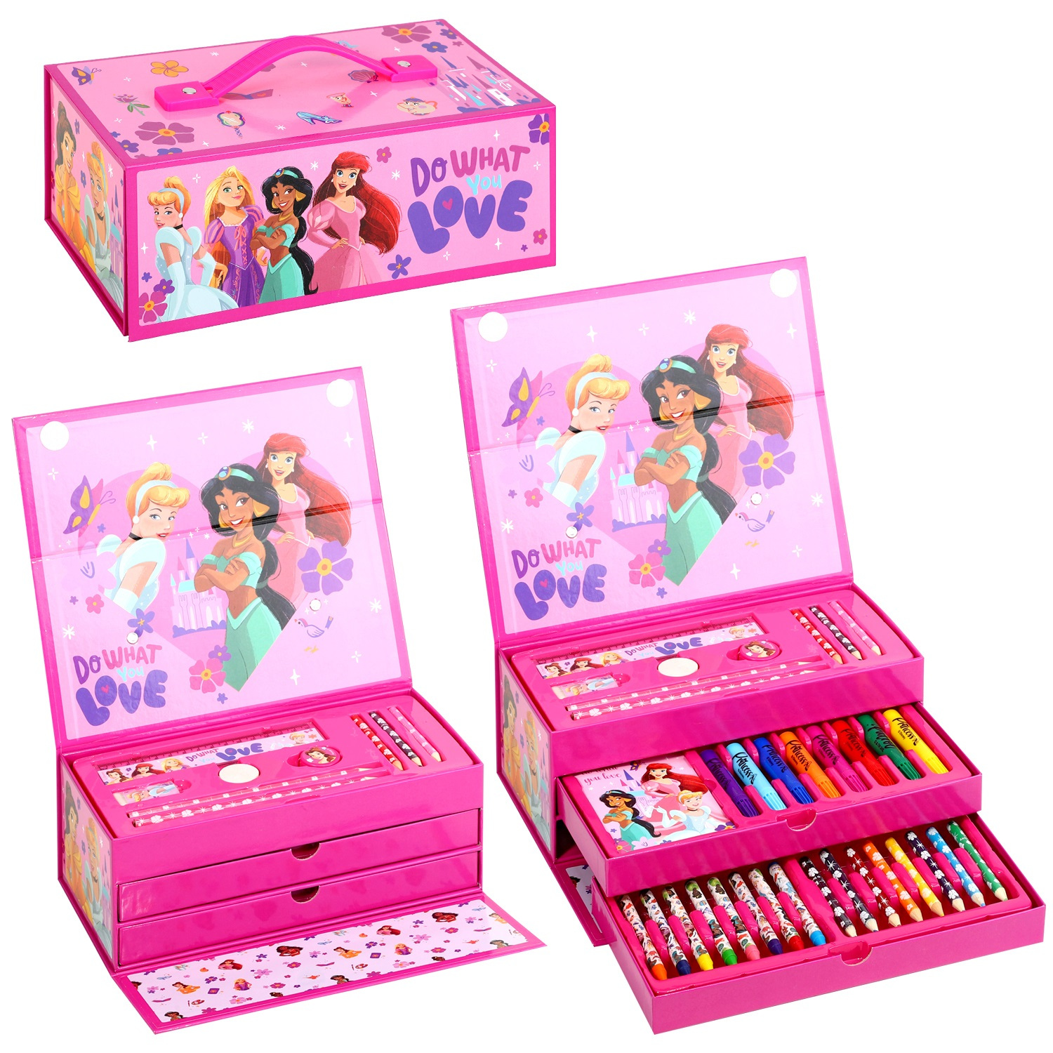 TEMU 34pcs Colouring Art Stationery Set With Watercolour Felt Tip Pens Crayons And Pencils Travel Set For Children