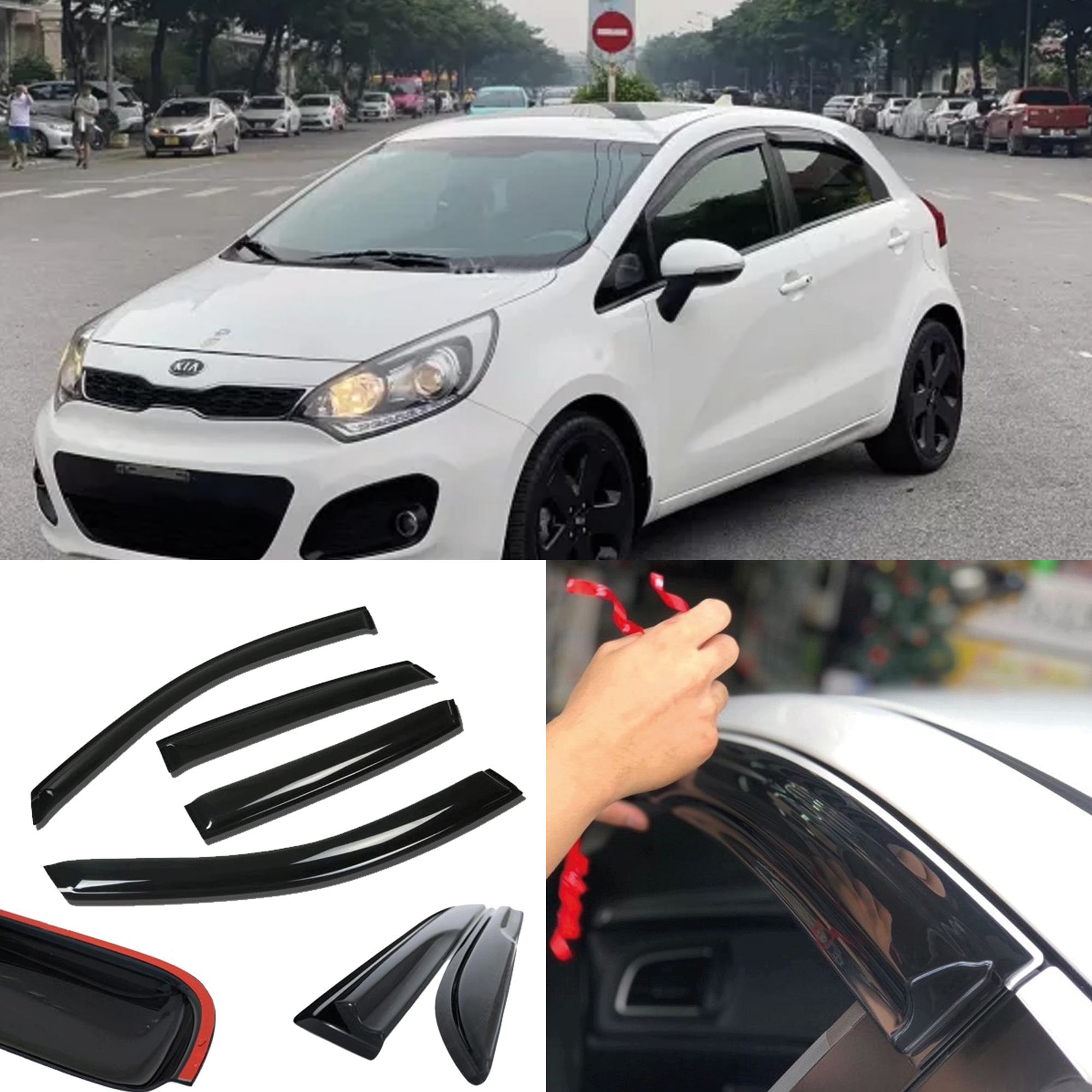 TEMU Window Visor For Rio Hb 2012-2017 4pcs Cars Accessories Rain Guard Vent Wind Deflector Weathershield Moulding Trim Thickened Sun And Rain