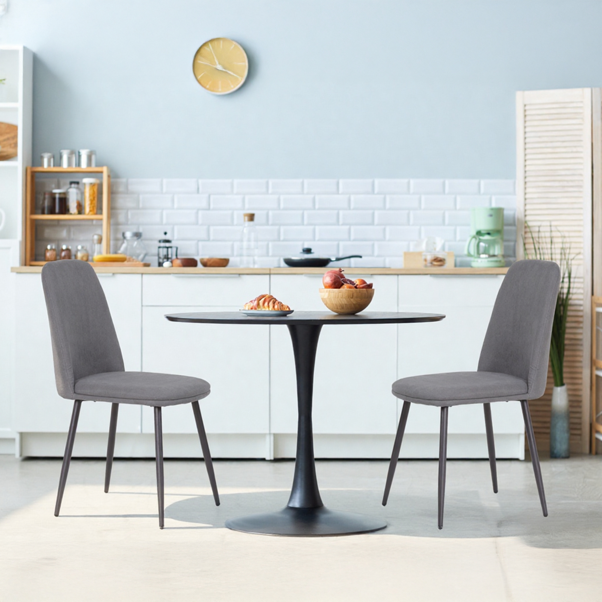 Dining Room Chair Bono | Velvet Upholstery & Metal Legs | Kitchen Chair Look | 2pcs Set Beige, Black, Gray, Blue | Comfortable & Easy To Care For | Ergonomic & Padded | Dining Room, Living Room