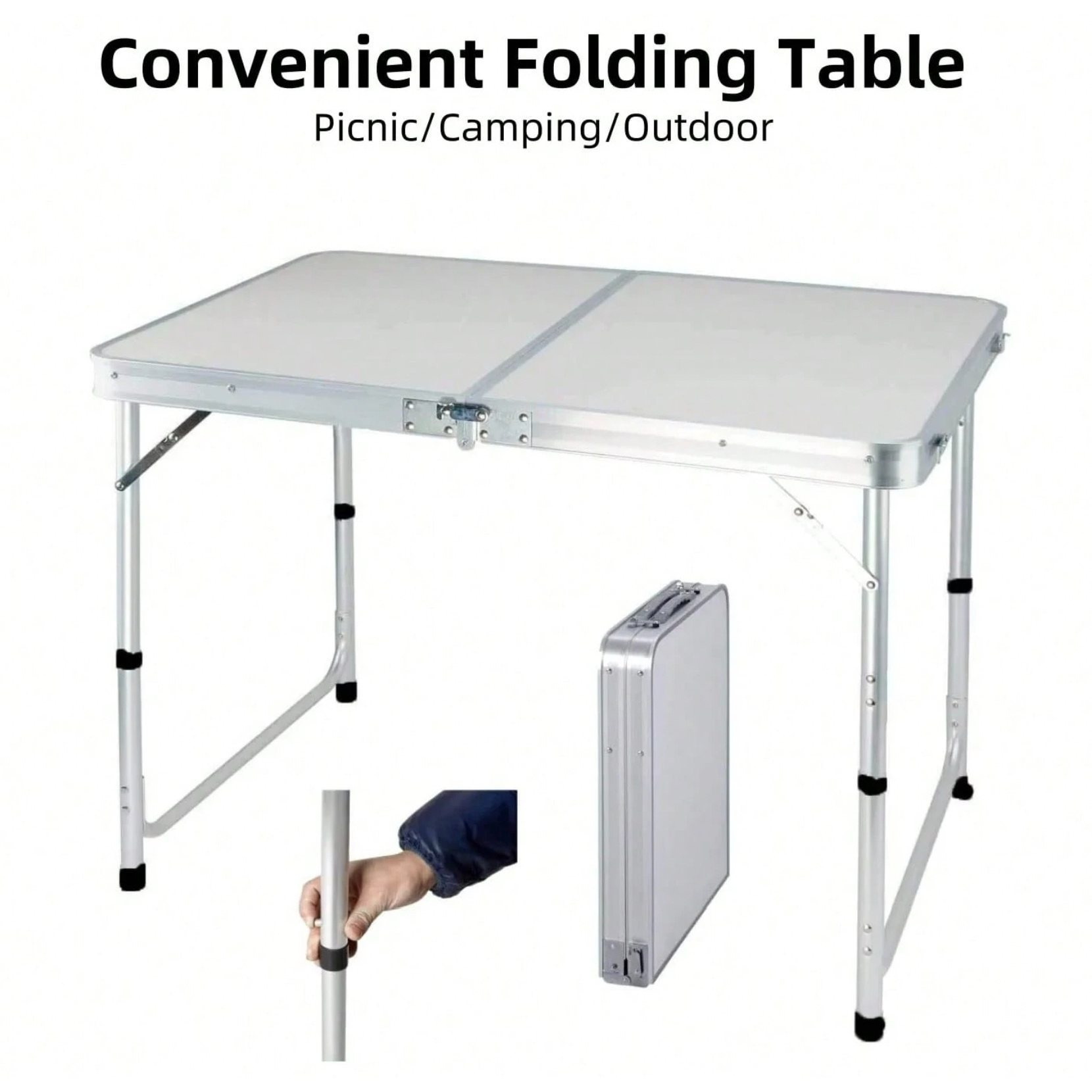 E-shop Campingtisch Klappbarer Aluminium Klapptisch, Leichter Gartentisch & Balkontisch, 3-fach Höhenverstellbar, Höhenverstellbarer, , Faltbar,