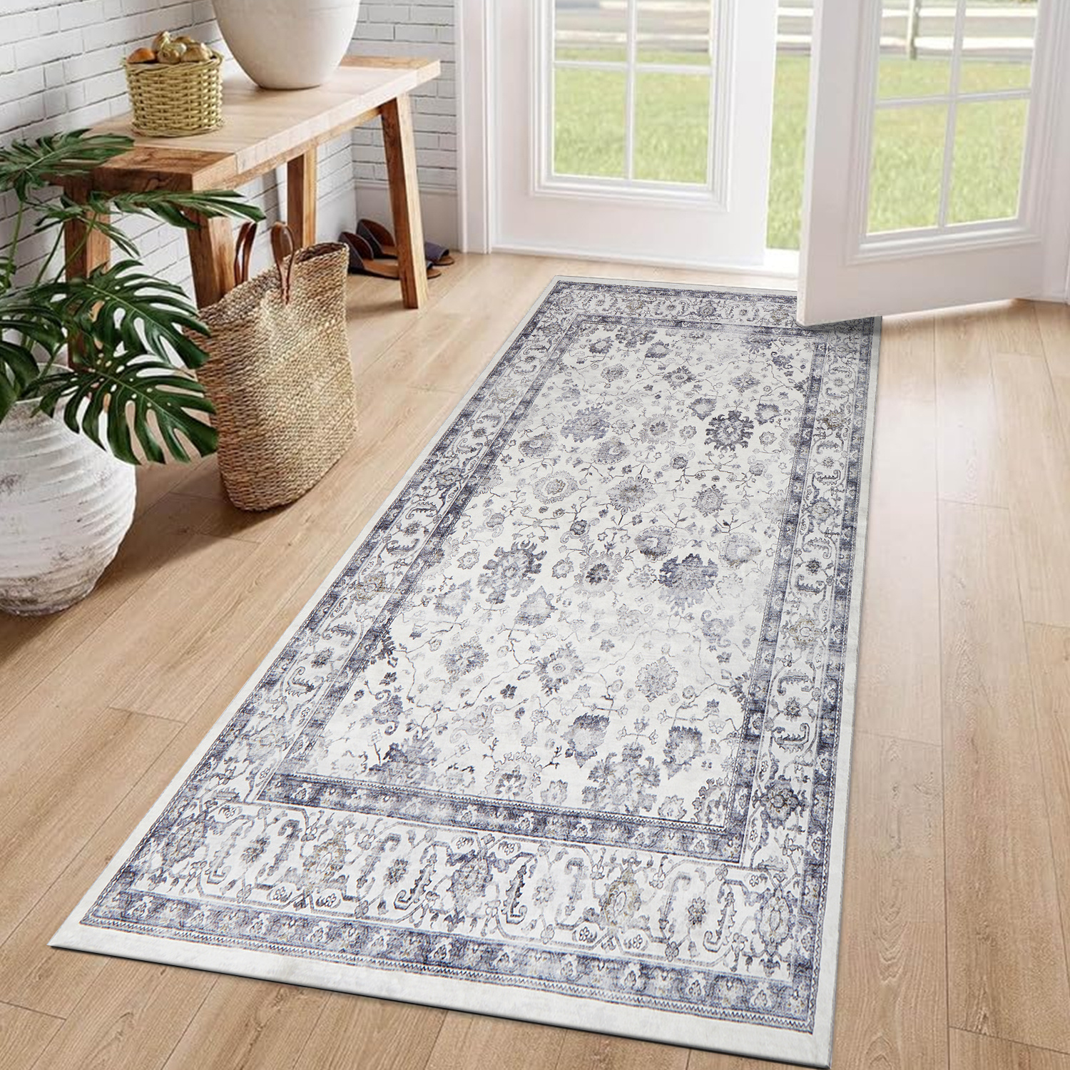 TEMU 1pc Boho Cashmere Rug – Ultra Soft Low Pile, Cozy & Non-slip, Machine Washable, Extra Long Floor Rug, Perfect For Living Room, Bedroom & Home
