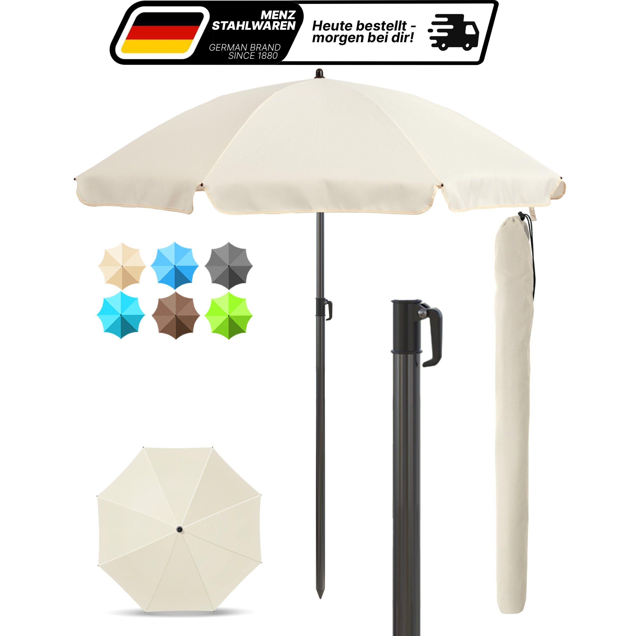 Home Balcony & Garden Umbrella With Carry Bag – Uv 50+ Folding Sun Umbrella Ø 180 Cm For Terrace, Beach & Garden – Wind-resistant Up To – 2-in-1 Set In /beige/blue/turquoise/green/taupe