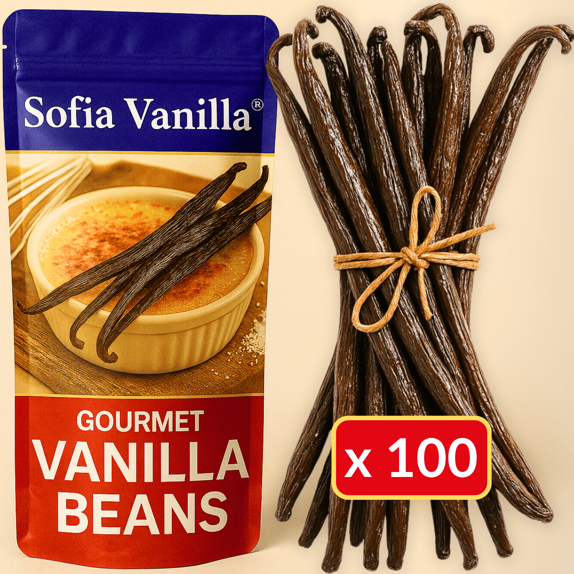 E-shop Premium Vanilleschoten • Extra Gourmet-Qualität Vanille • Weiche und saftige Schoten • Perfekt zum Backen und Kochen • Wiederverschließbare Tüte