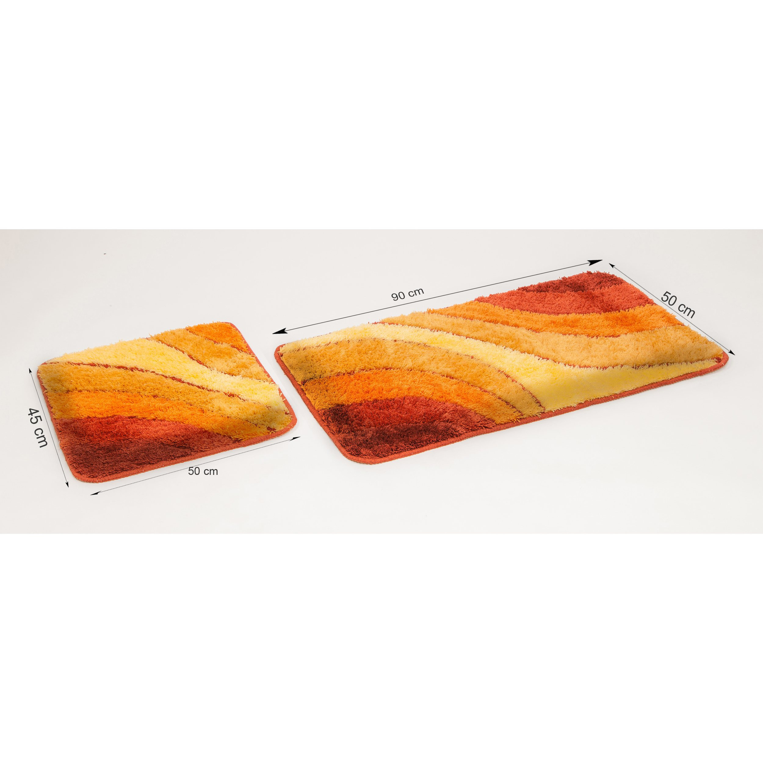 2pcs Bath Mat Set Wave | Bath Mat & Bath Runner, Microfiber, Slip-resistant, Machine Washable – Terra Without Cutout