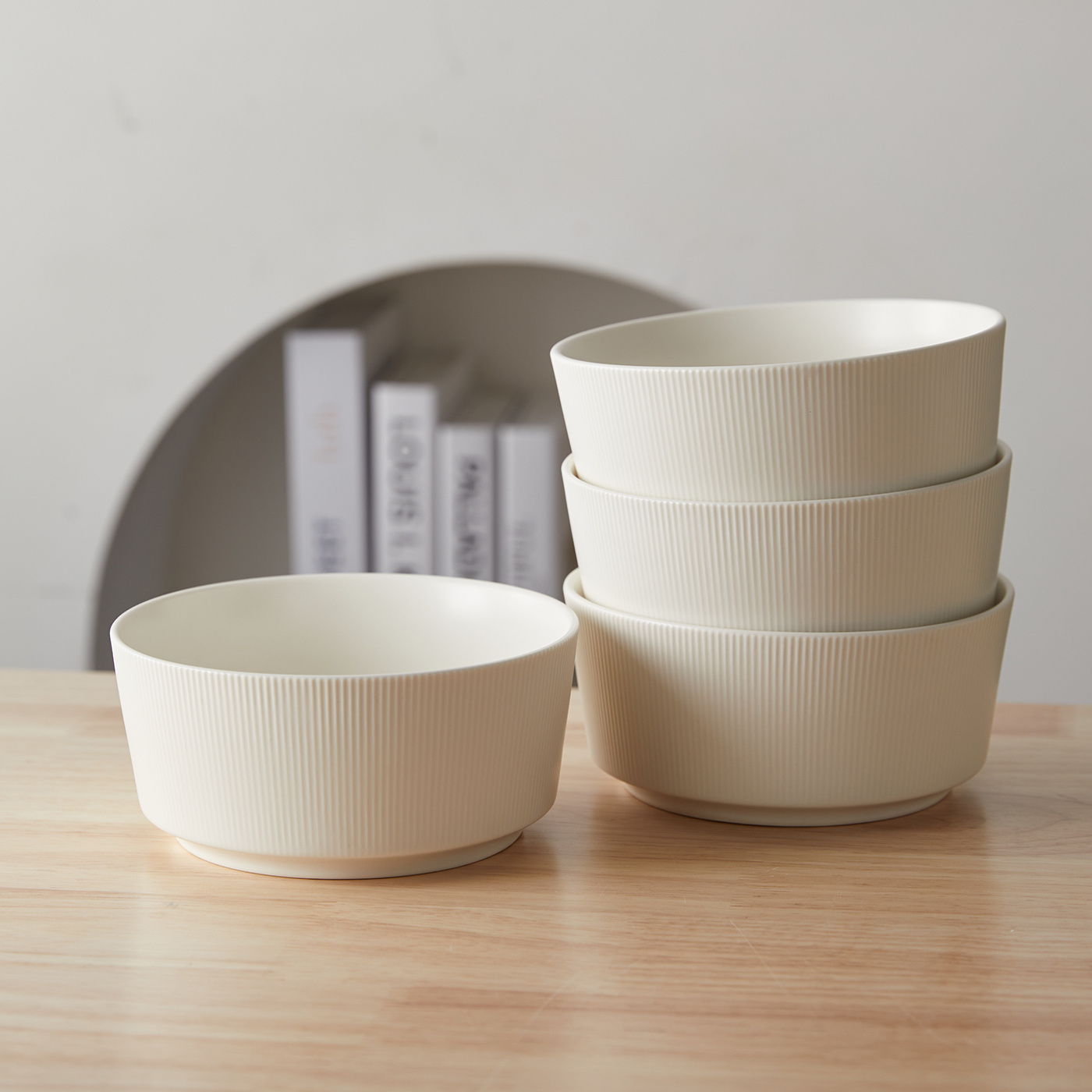 TEMU 4-teiliges Set, Ø15,2cm, 6 Zoll, 870ml, Keramik-Set, Müslischale, Nussschale, Haferflockenschale, Frühstücksschale, Ramen-Schale, Nudelschale,