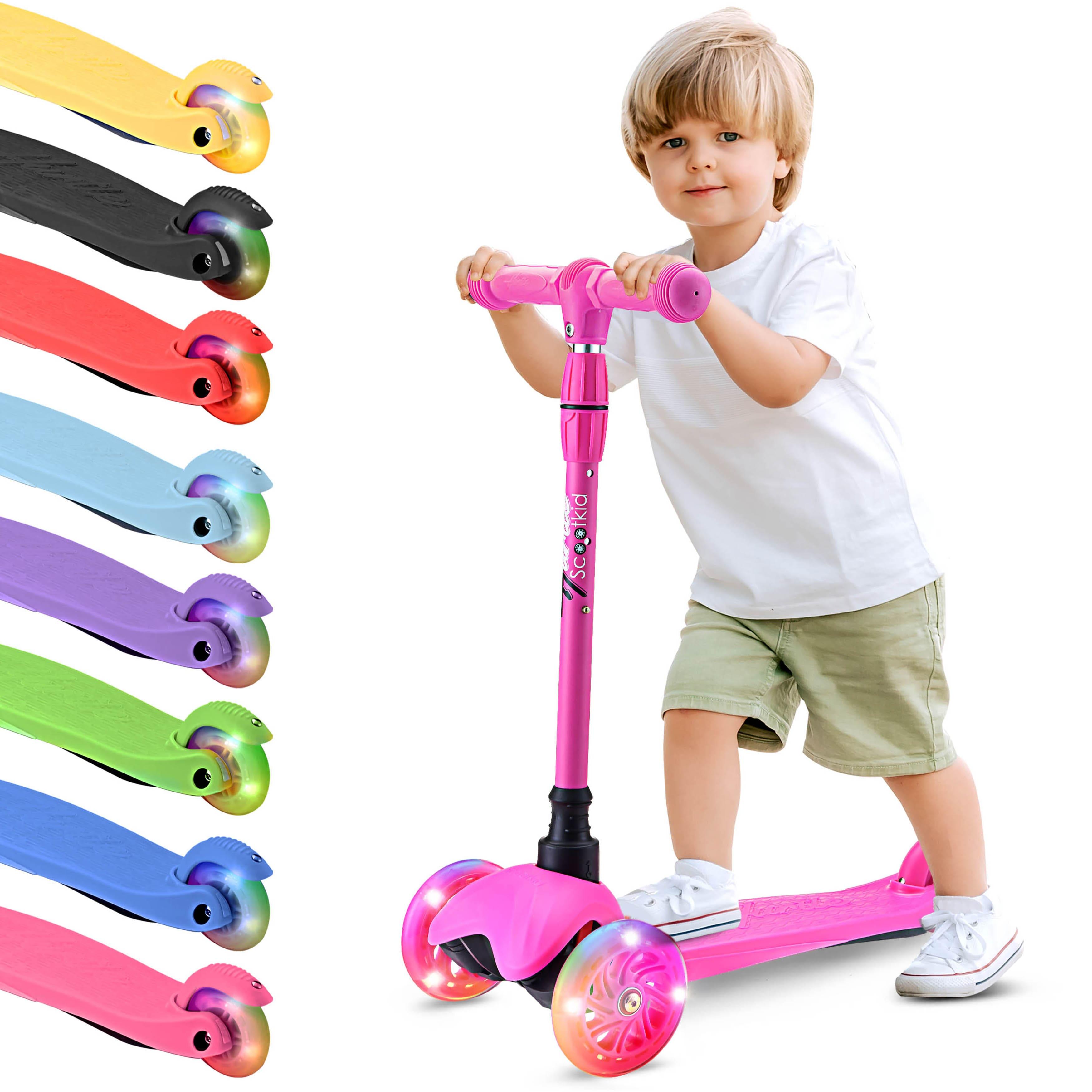 Image of Hurtle Scooter For Kids, Toddlers – Premium Three-wheel With Led Wheels – Height-adjustable Push Scooter For , Indoor & Outdoor – Safe Kickscooter 20 Kg