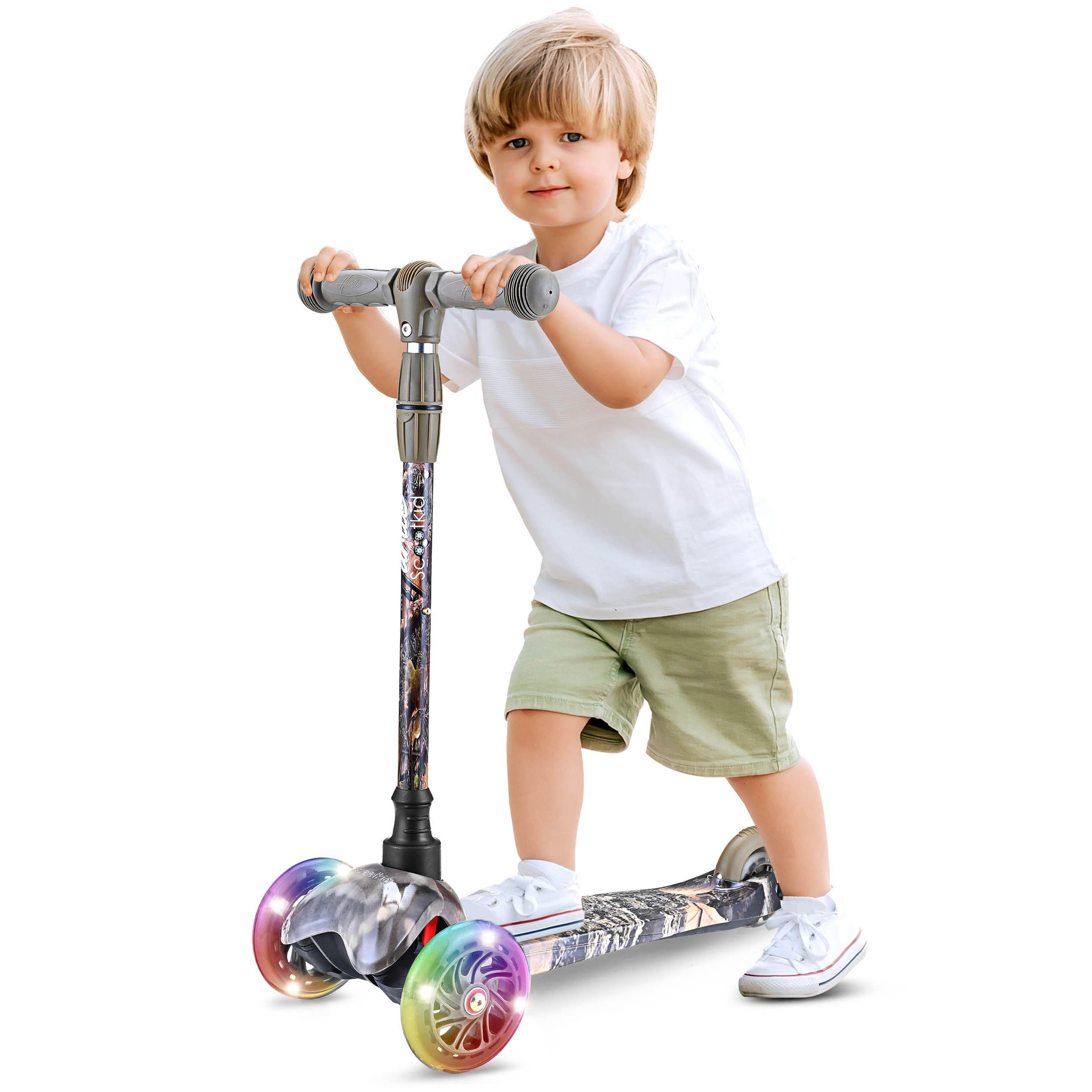 Image of Hurtle Scooter For Kids, Toddlers – Premium Three-wheel With Led Wheels – Height-adjustable Push Scooter For , Indoor & Outdoor – Safe Kickscooter 20 Kg