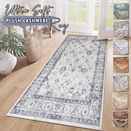 1pc boho cashmere rug ultra soft low pile cozy non slip machine washable extra long floor rug living room bedroom home decor gift