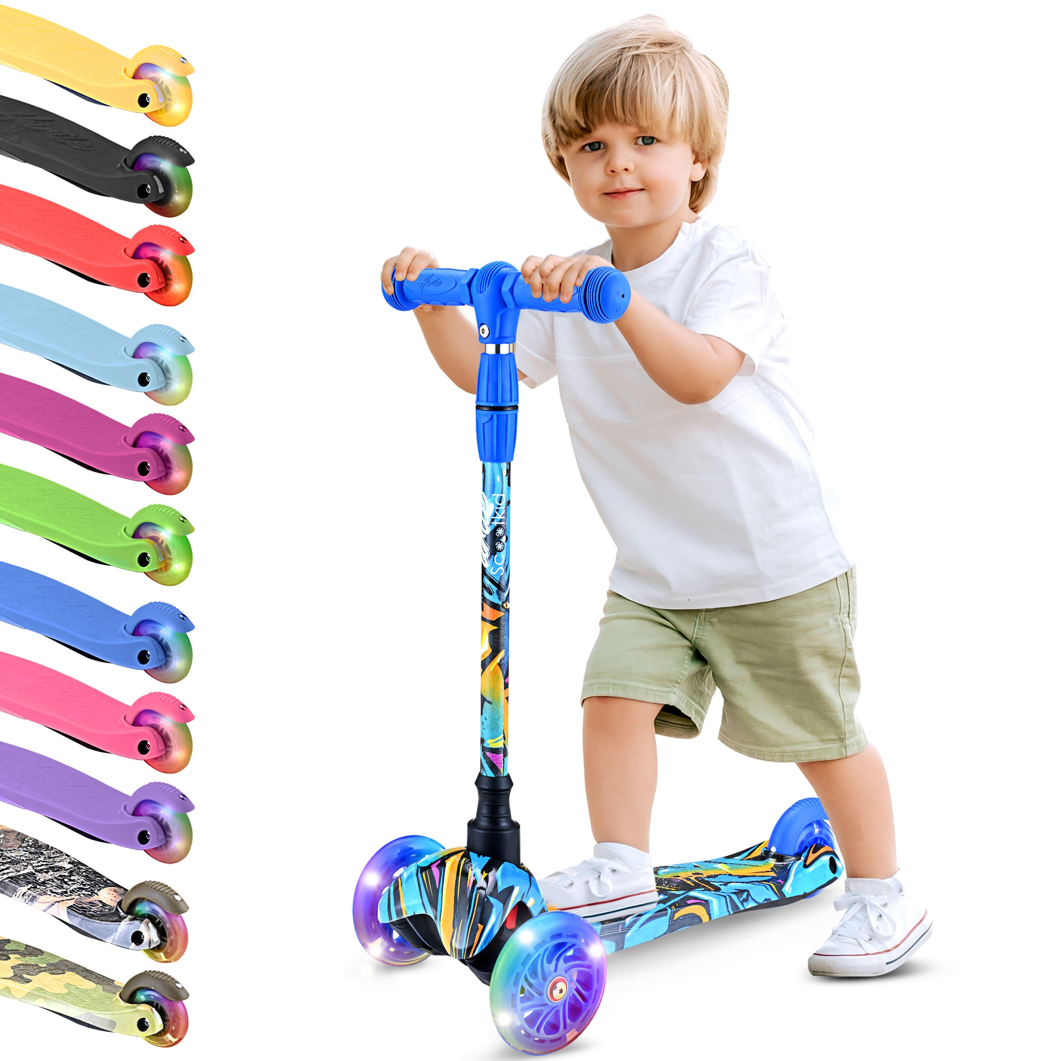 Hurtle Scooter For Kids, Toddlers – Premium Three-wheel With Led Wheels – Height-adjustable Push Scooter For , Indoor & Outdoor – Safe Kickscooter 20 Kg