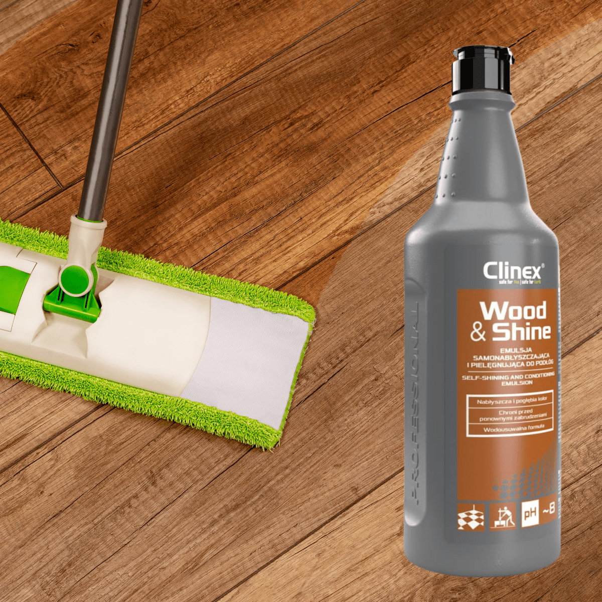 Professional Emulsion For Floor Panels, Wood&shine Concentrate, Gloss-enhancing