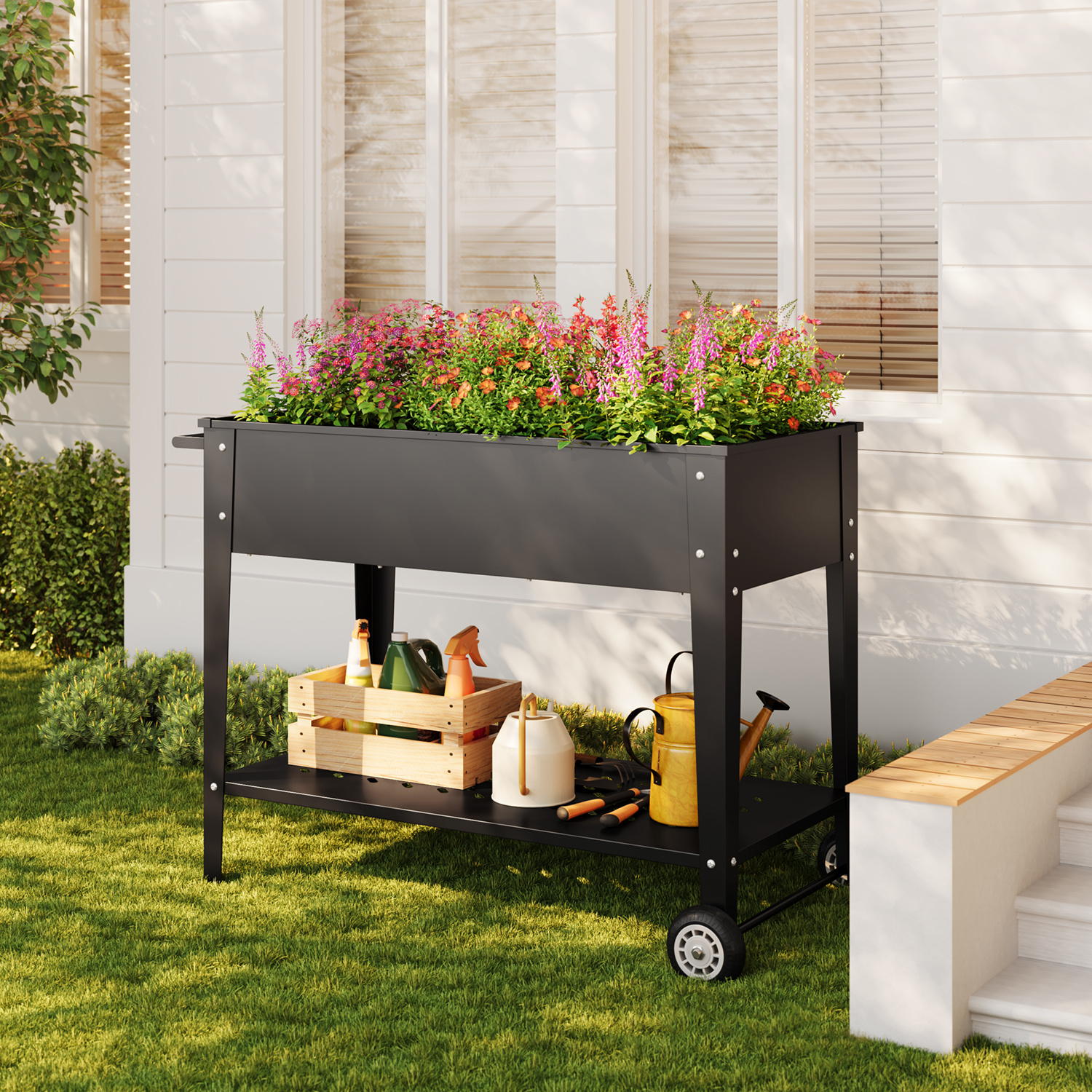 Image of Rolling Shutter With Raised Bed Function | 104x41x80 Cm | Weather-resistant For Terrace, Balcony & Garden | Cc25