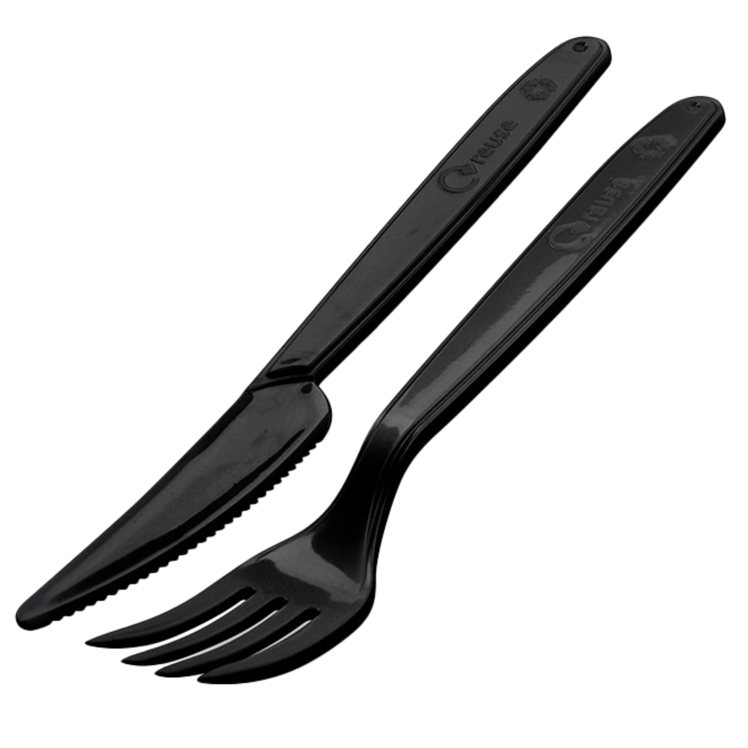 Image of 50 X Reusable Black Plastic Cutlery | Multiway Camping Cutlery | Cutlery | Outdoor Cutlery (set - 50 Forks + 50 Knives)