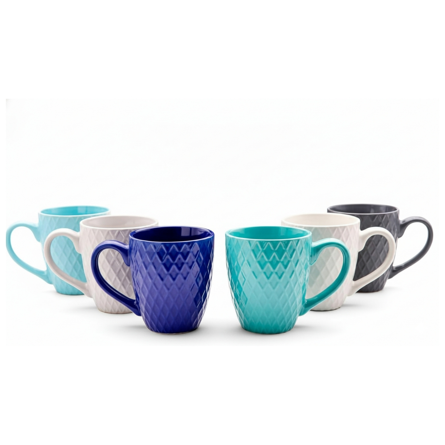 E-shop 6er Set Kaffeetassen 400ml farbig matt Kaffeebecher aus Keramik in Geschenkbox - Kaffeetassen Set Kaffeetasse Keramik hochwertiger Kaffeebecher