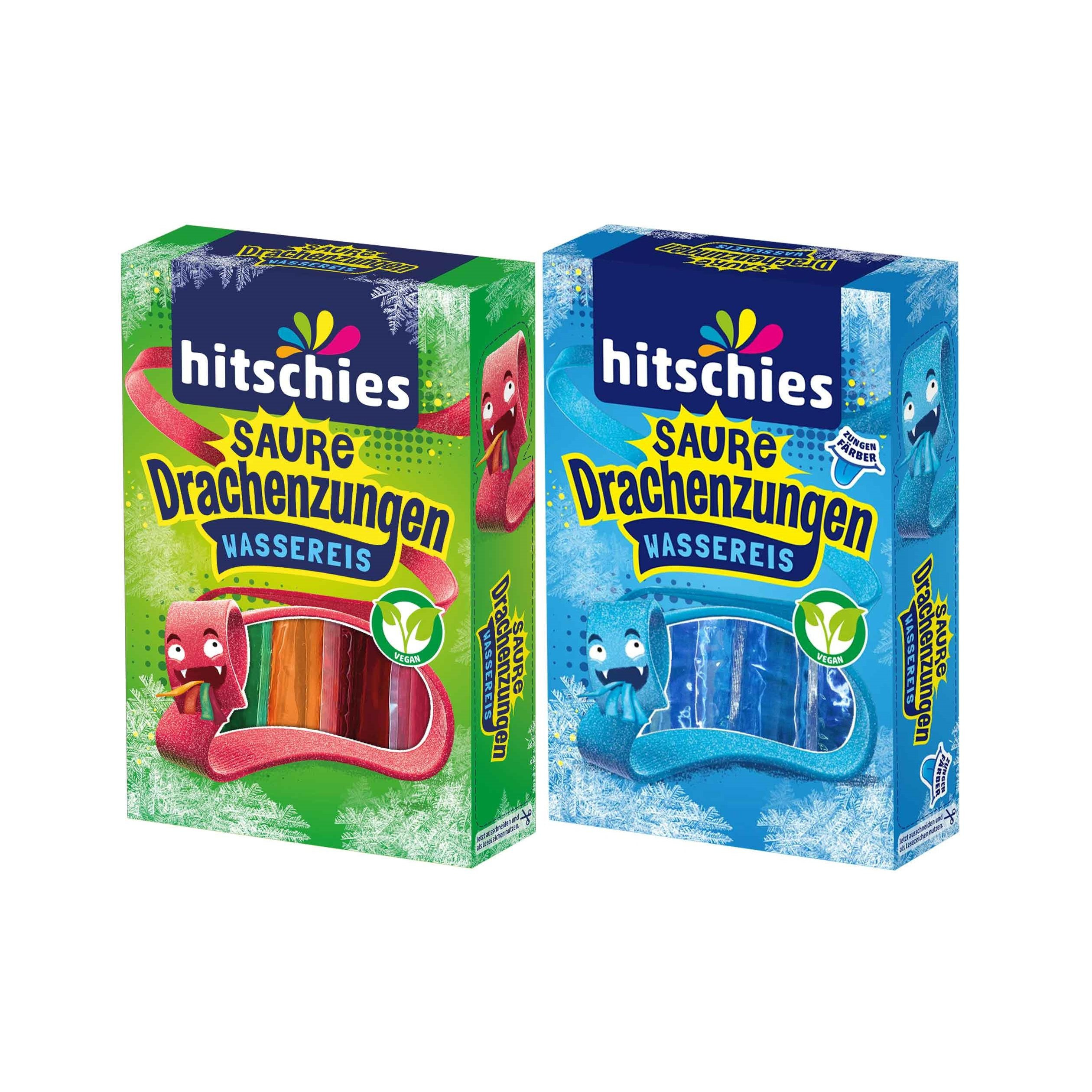 E-shop Hitschies Saure Drachenzungen Wassereis Set 1x Wassereis bunt 1x Wassereis Blau Hitschler (2x10x40ml)