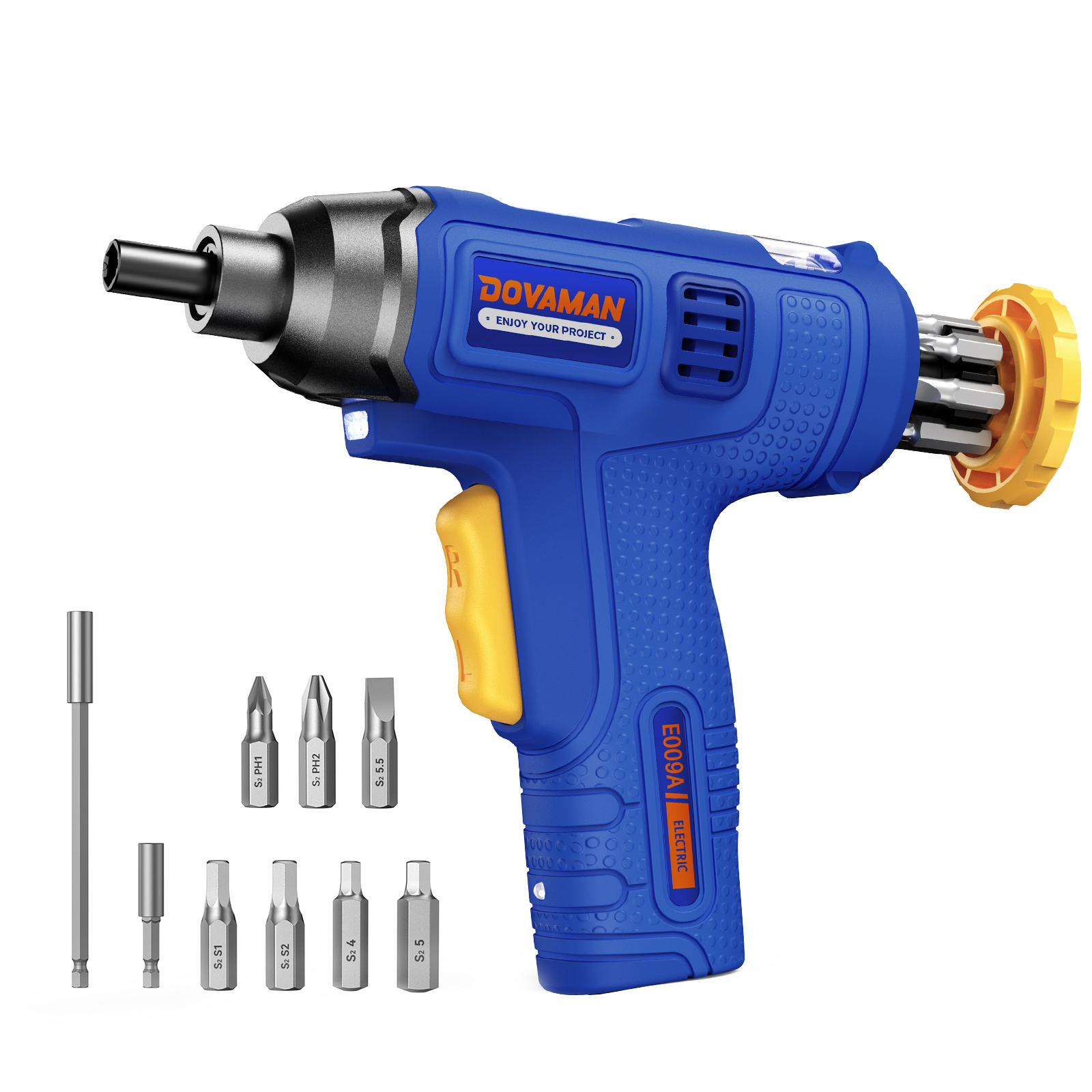 Image of Dovaman E009a 4v Cordless Screwdriver, 6nm Torque, Built- Storage, Type-c Fast Charging, Led Light, Compact Design, 7 S2 Bits & Case, Ideal For Home Repairs & Diy Projects