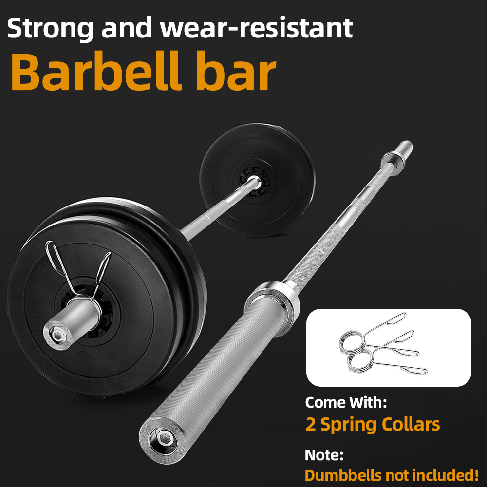 Heavy-duty Barbell Set, 1.2m Straight Bar, 1.2m , Non-slip Equipment For Home Workouts, Strength Training, 100kg Capacity, Stainless Steel With Spring Clamp, Ideal For Gym And Home Weightlifting