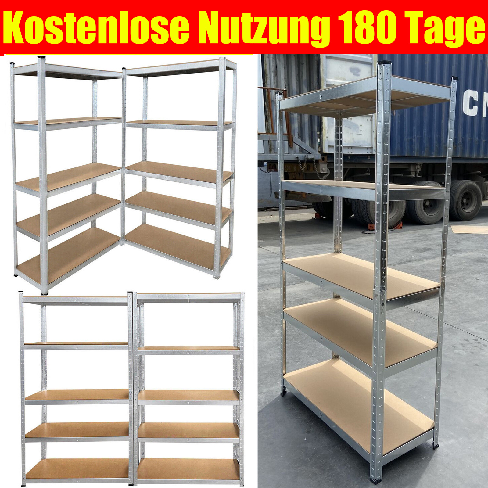 E-shop 5 Tier Garage Racking Heavy Duty Shelving Storage Boltless Shelf Unit Workshop Shelving Regalsystem Die 5-Tier-Regalserie Unsere