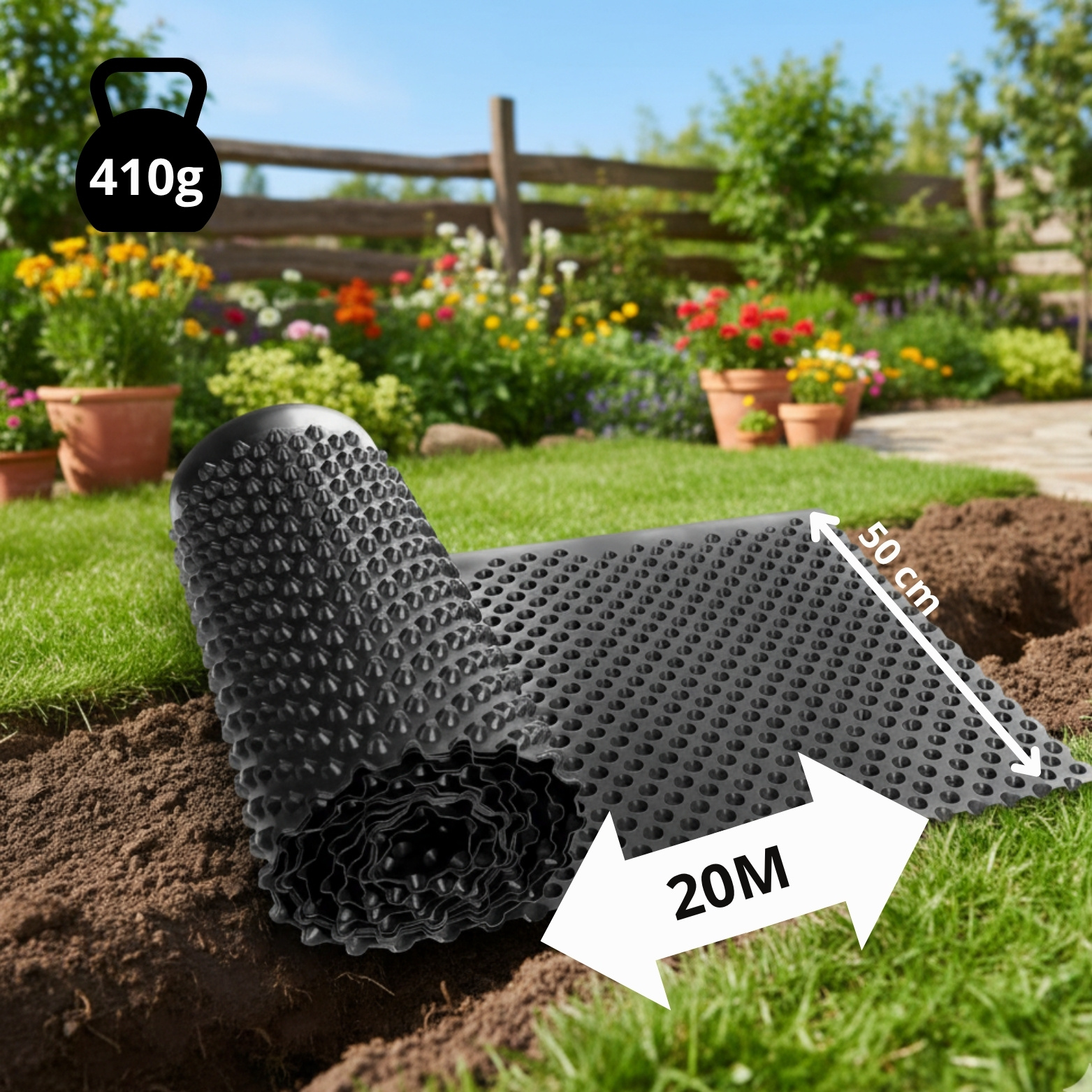 2x Button M Long 50 Cm Wide Button Film Protection Against Moisture Walls & Raised Beds