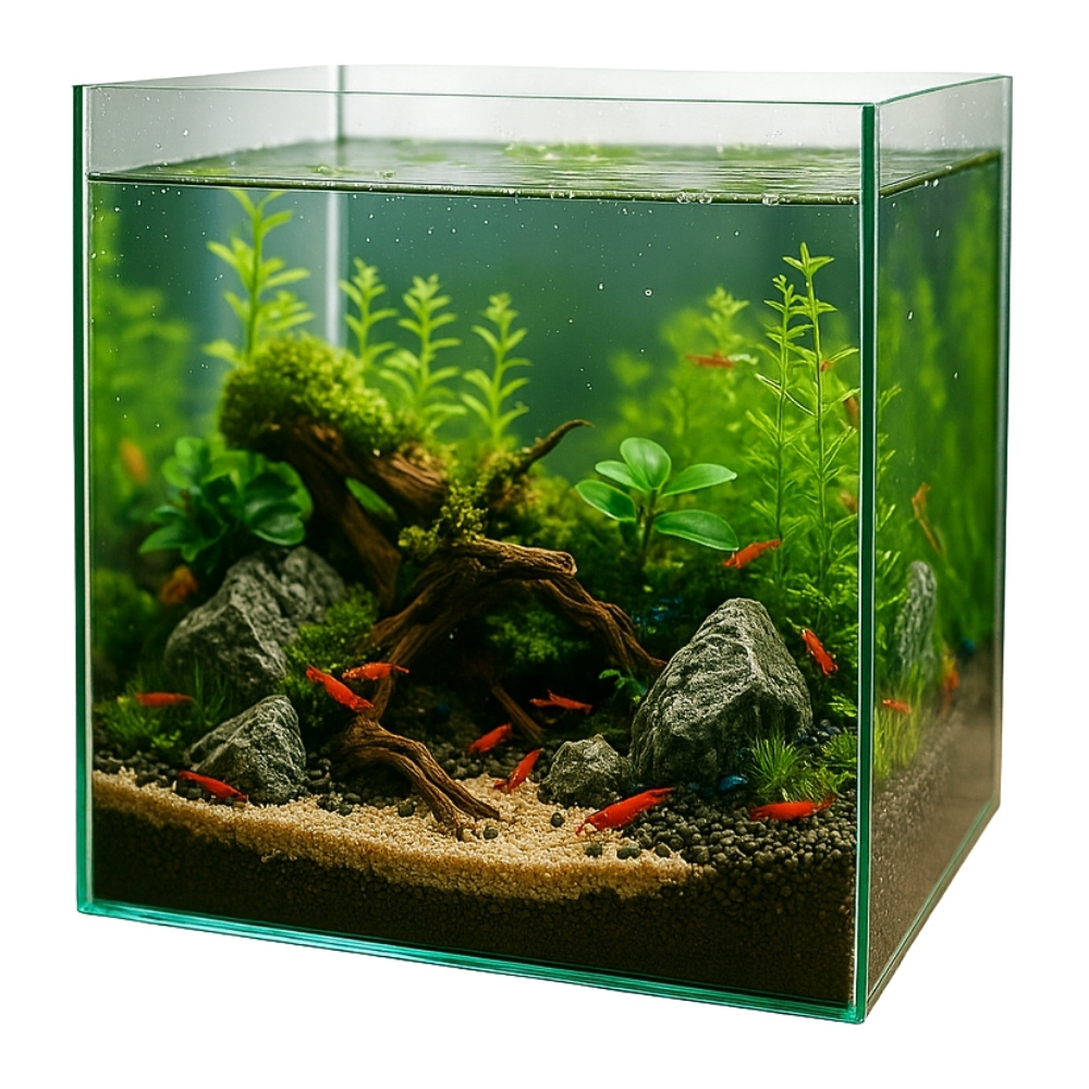 Image of Nano Aquarium Cube For Shrimp – 30x35x40 Mini Terrarium, Aquarium, Glass Breeding Tank, Glass Tank, Glass Aquarium