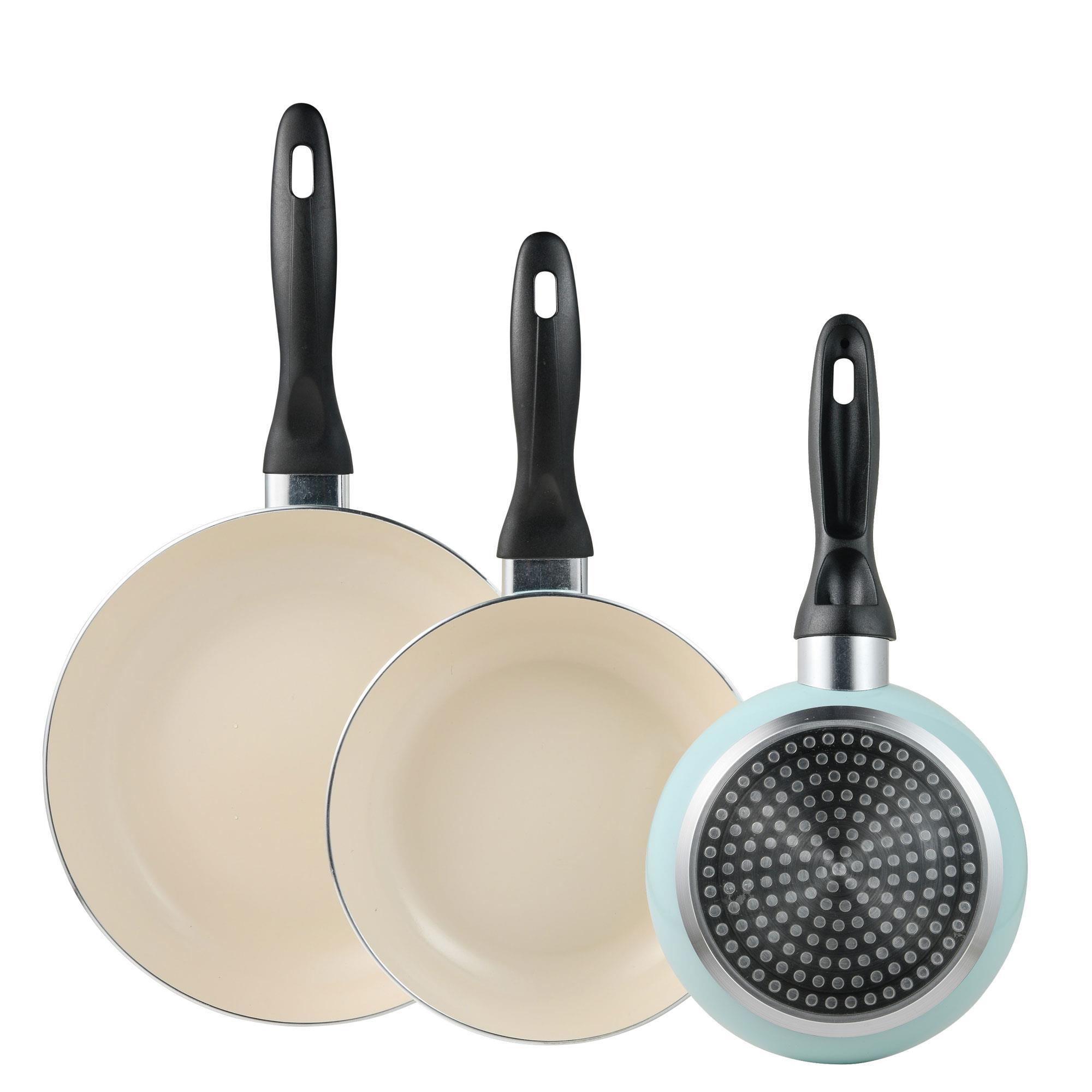 Set Of 3 Pans Ø16ø20ø24cm In Pressed Aluminum Light