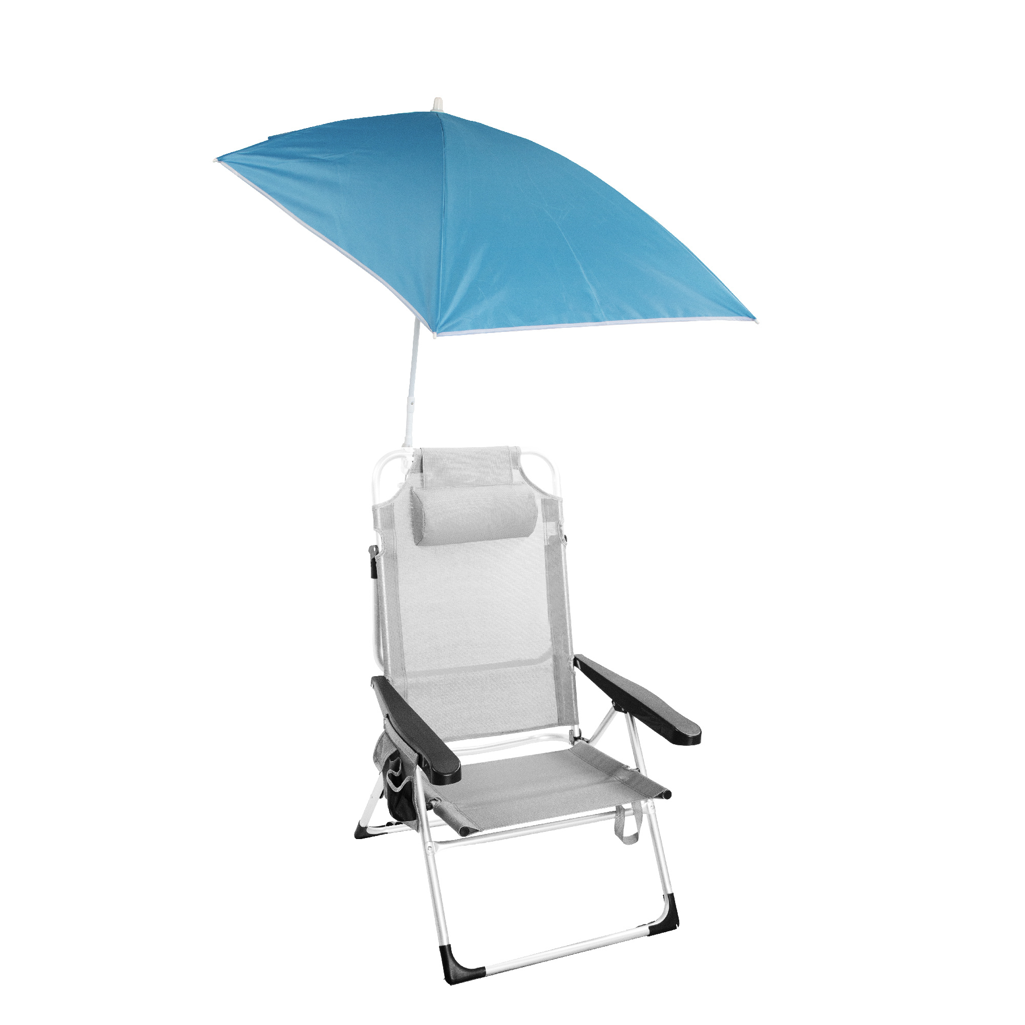 Image of Umbrella Type Sail Stick For Reclining Beach Chair Or Lounger With Upf50 Sun Protection, 360° Adjustable Tilt, Lightweight And Portable, Ideal For Camping, Garden, Pool And Fishing