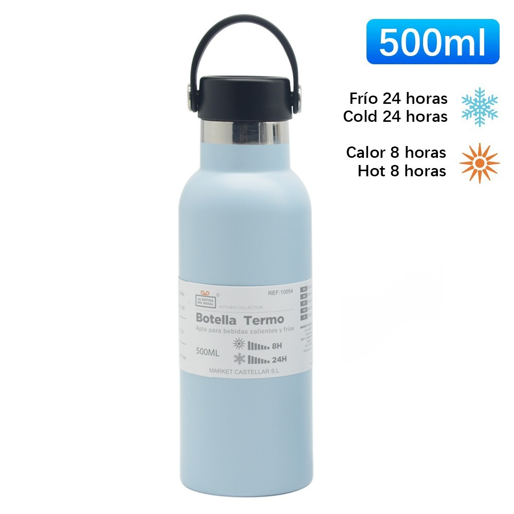TEMU Termo de Acero Inoxidable 350ml Pared Mantiene 8h Frío 24h｜Botella Térmica con Taza Integrada para Camping y Oficina｜Vaso Aislante Compacto de