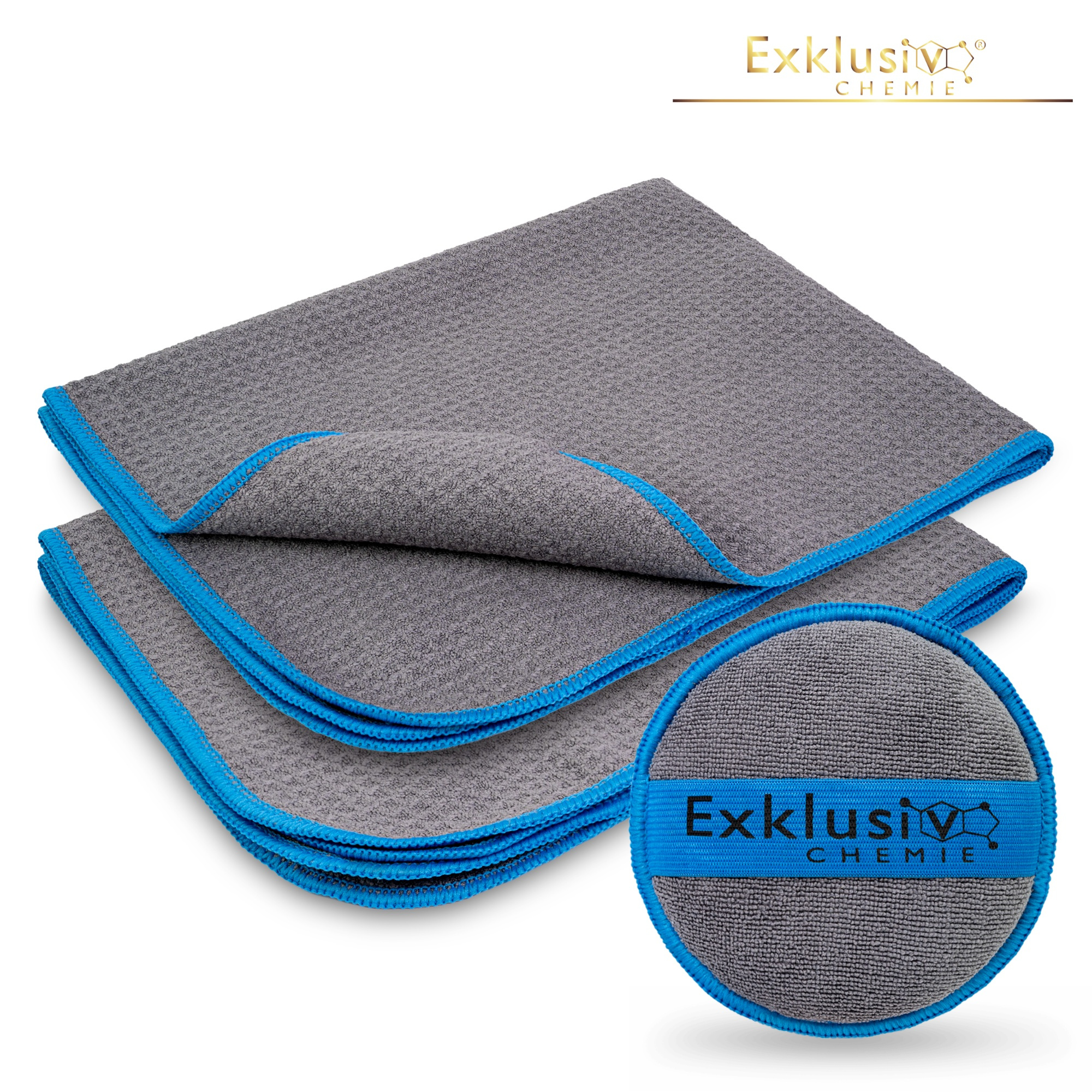 Image of 2x Waffle Weave Cloths + Pad - 50 X 40 Cm - 320 Gsm | Microfiber Waffle Weave Cloth For Car Windows & Window Cleaning Cloth | Window Cloth | Streak-free Window Cleaning